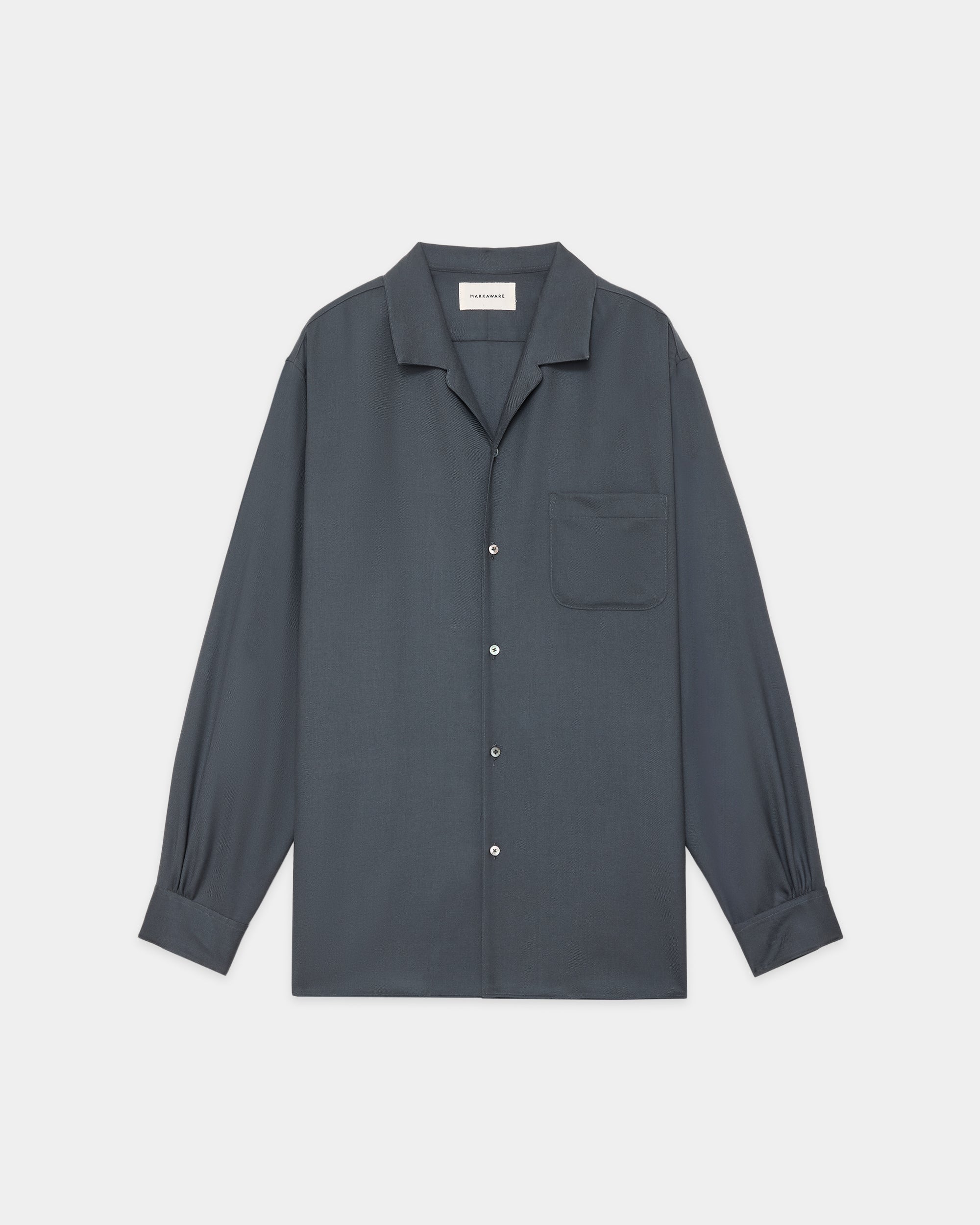 2/80 オーガニックウールヴィエラ / イタリアンオープンカラーシャツ, Forest Gray