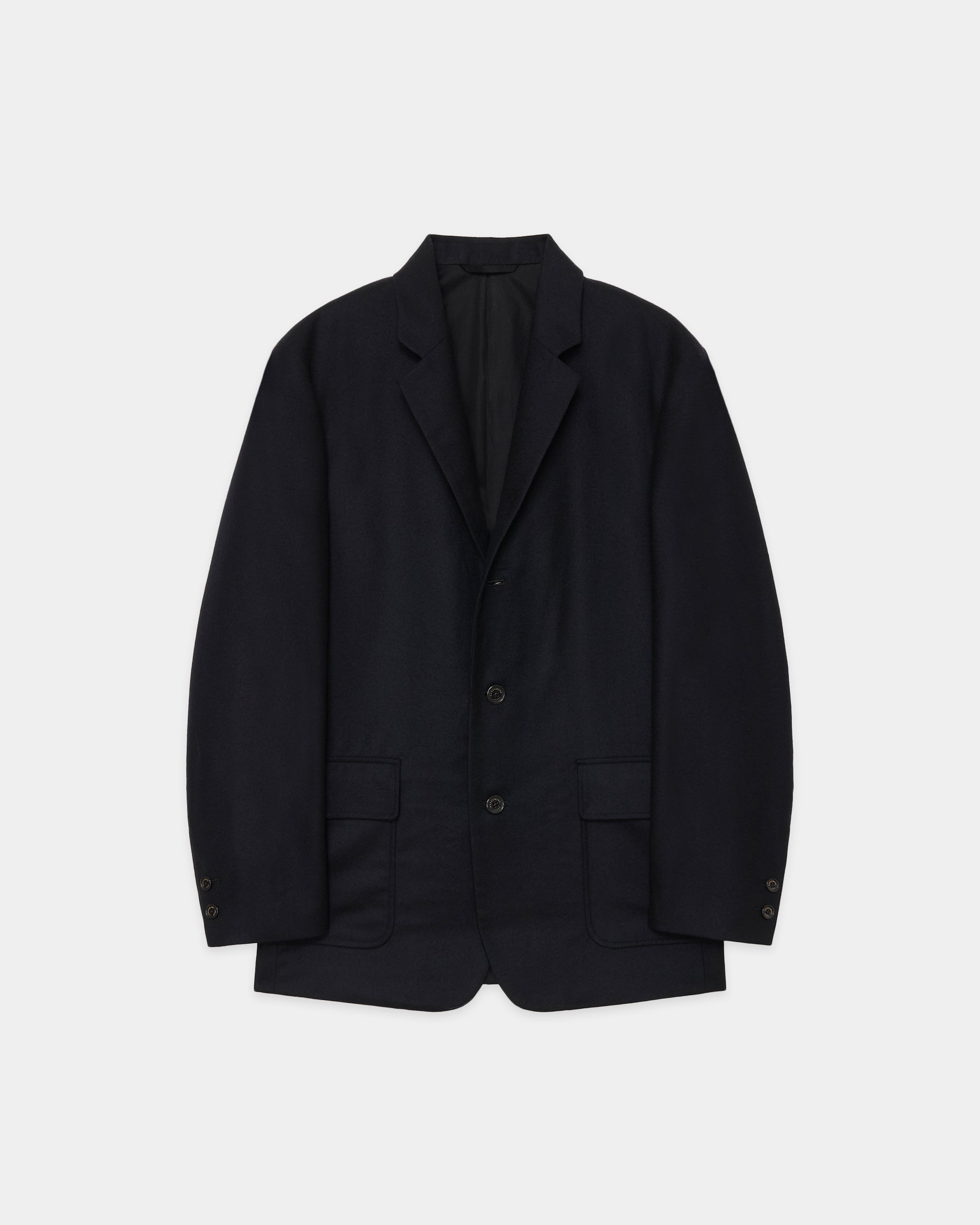 2/80 ORGANIC WOOL FLANNEL BLAZER, Black