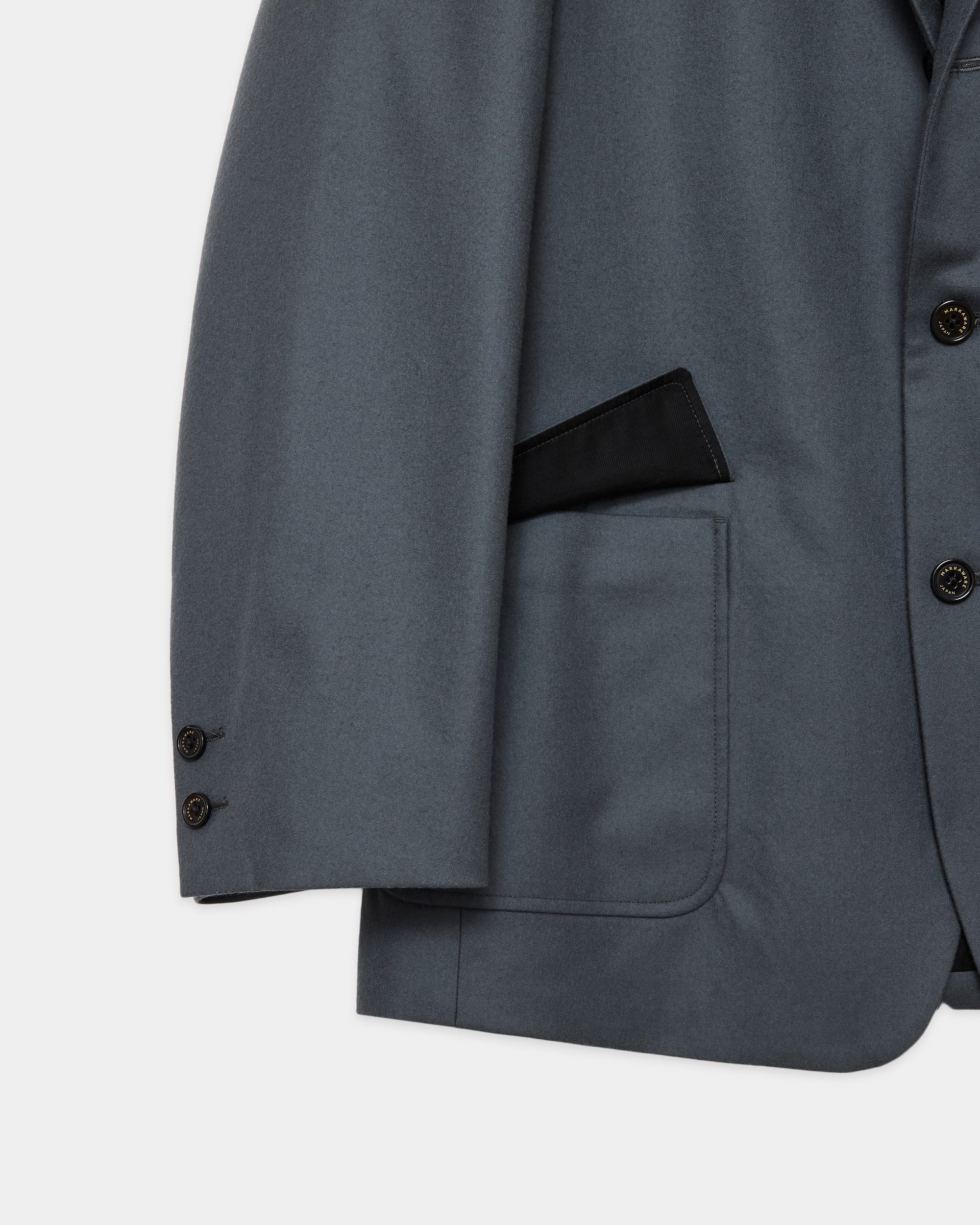 2/80 ORGANIC WOOL FLANNEL BLAZER, Forest Gray