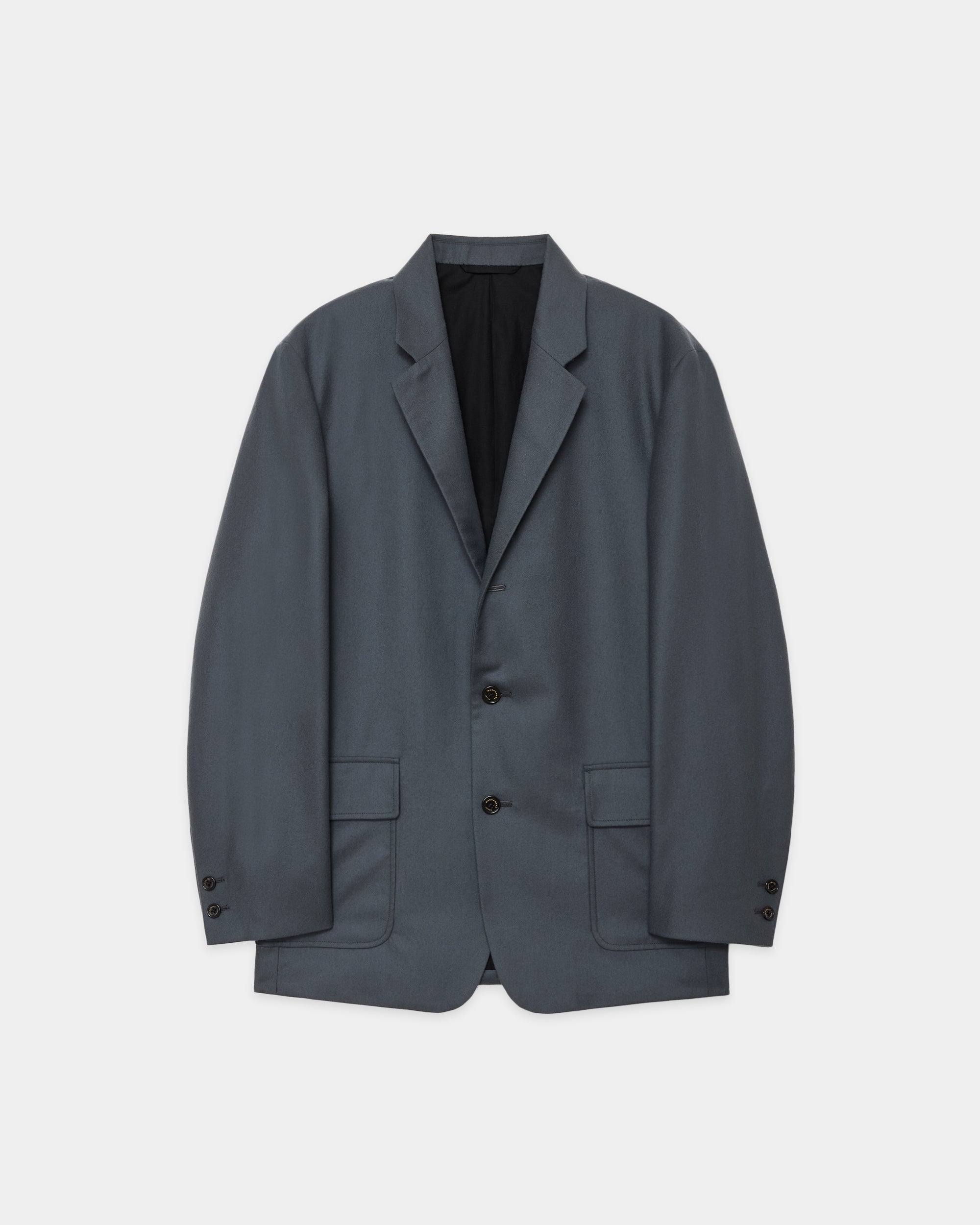 2/80 ORGANIC WOOL FLANNEL BLAZER, Forest Gray