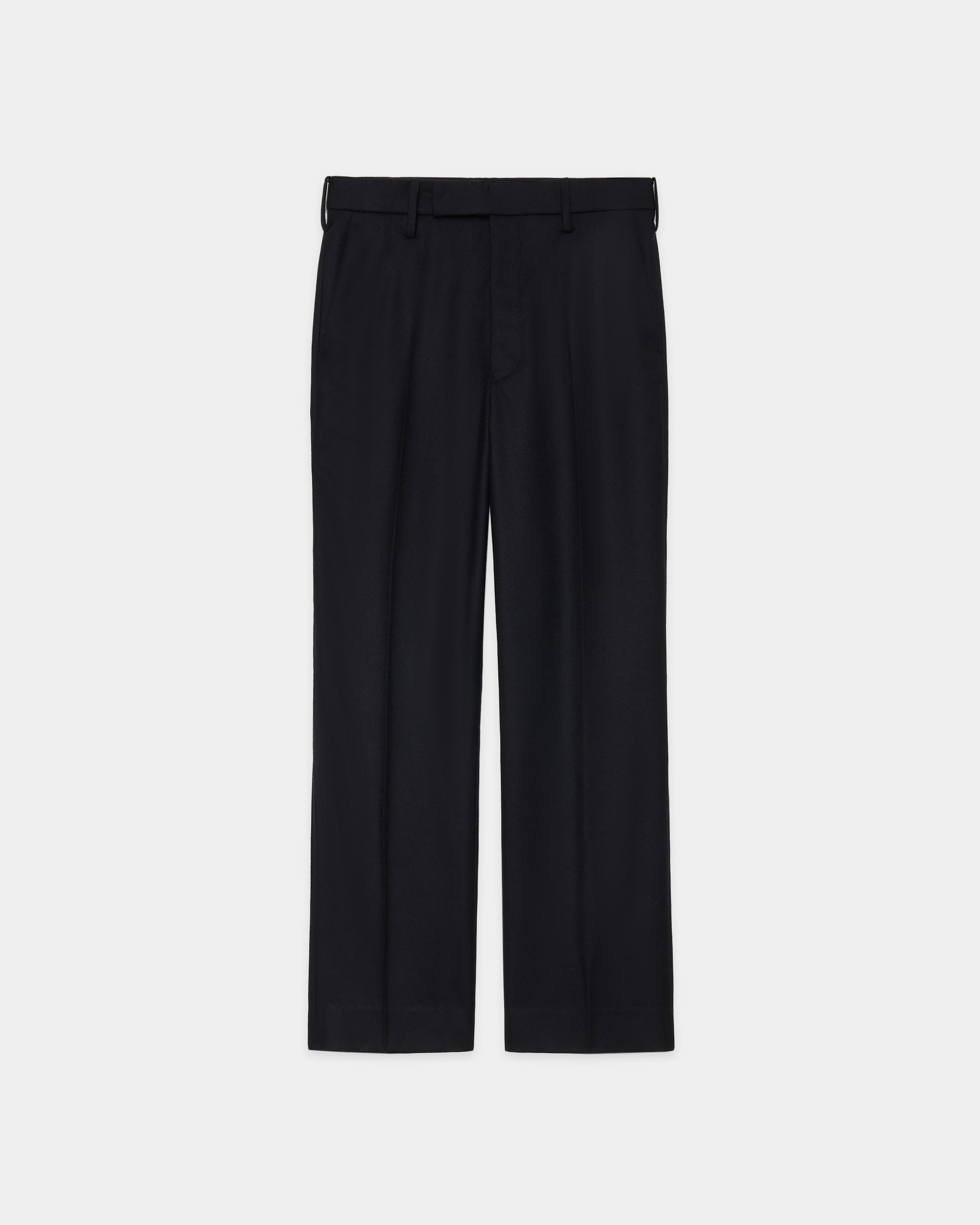 2/80 オーガニックウールフランネル / スリムストレートトラウザーズ, Black