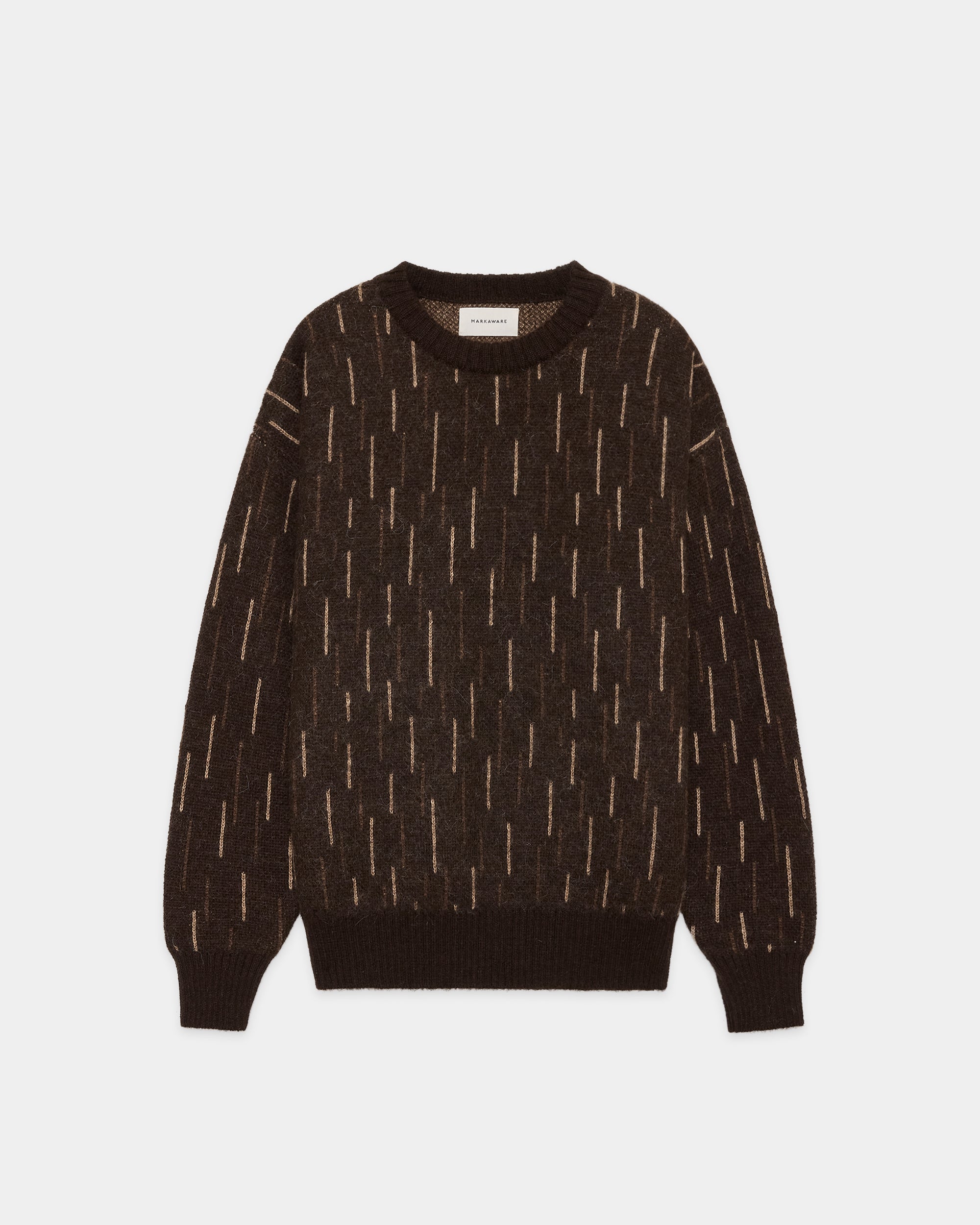 NATURAL COLOR ALPACA RAIN DROP PATTERN JUMPER, Natural Brown Mix