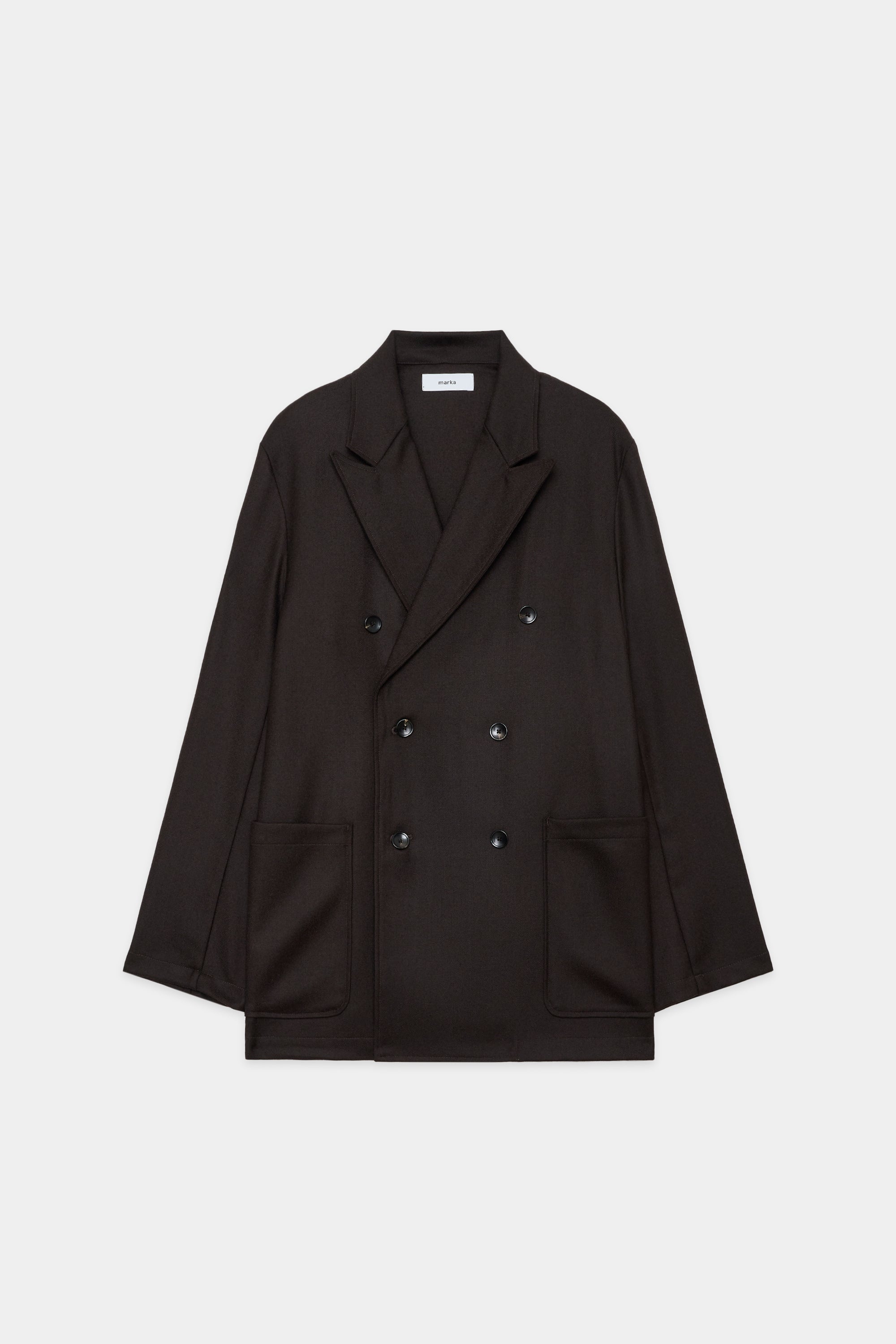 ウールソフトサージ / ダブルブレストシャツジャケット, Dark Brown