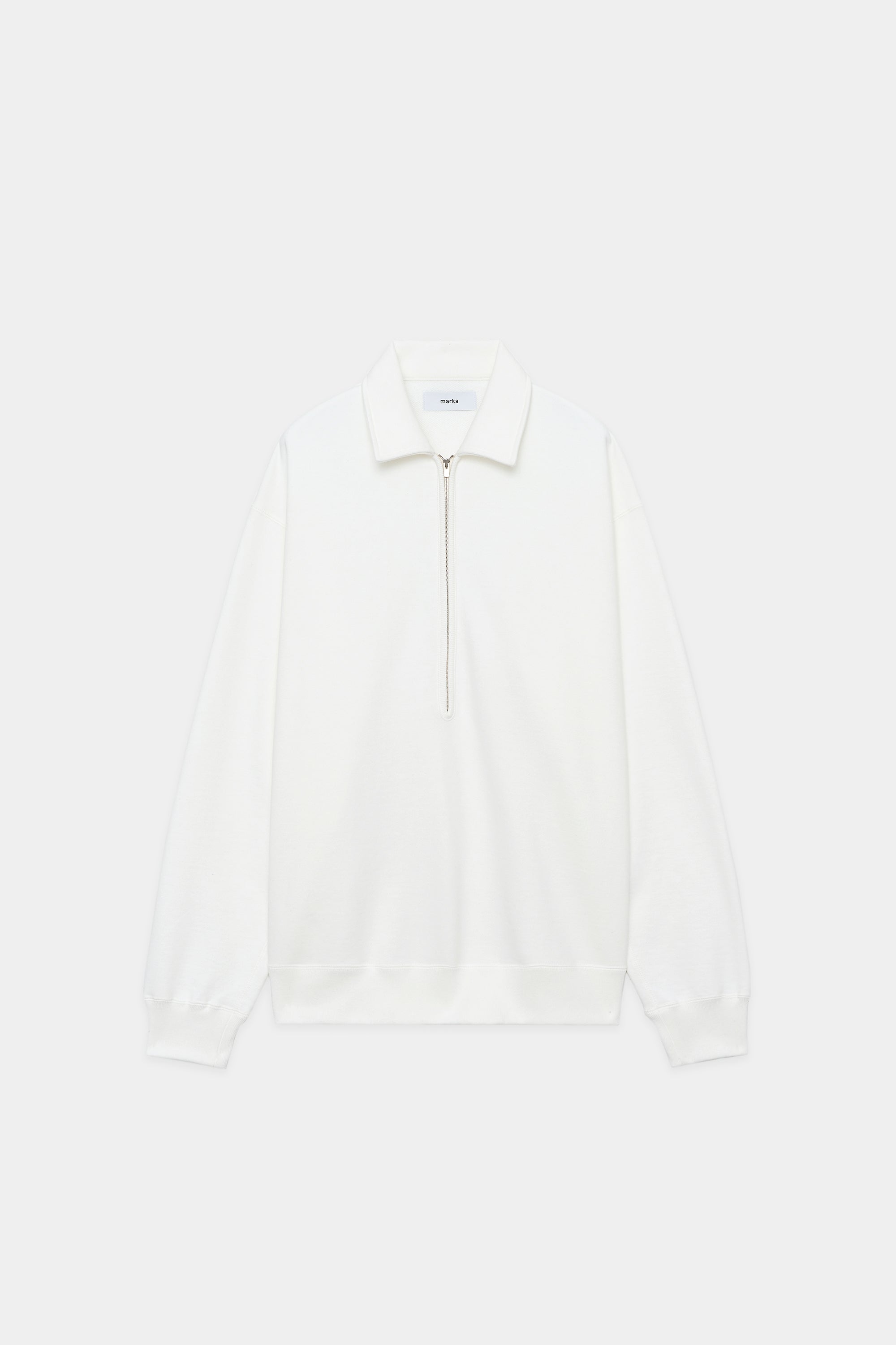 ORGANIC COTTON KNIT FLEECE HALF ZIP POLO, White