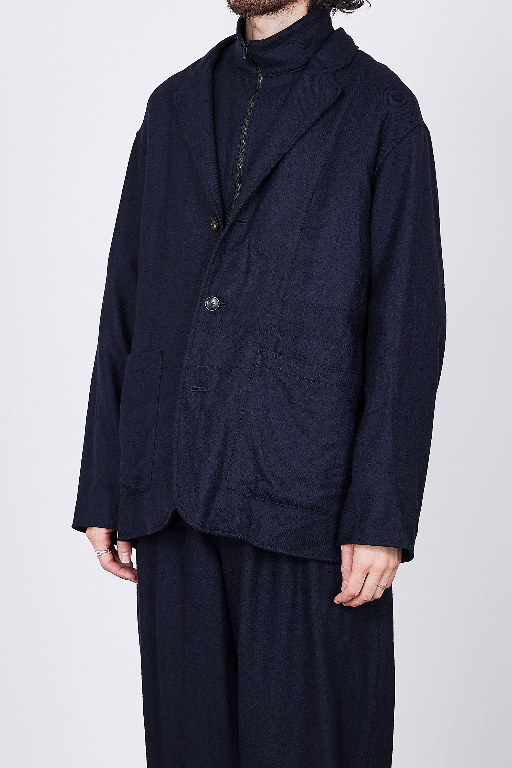ウールソフトフランネル / ホスピタルジャケット, Navy