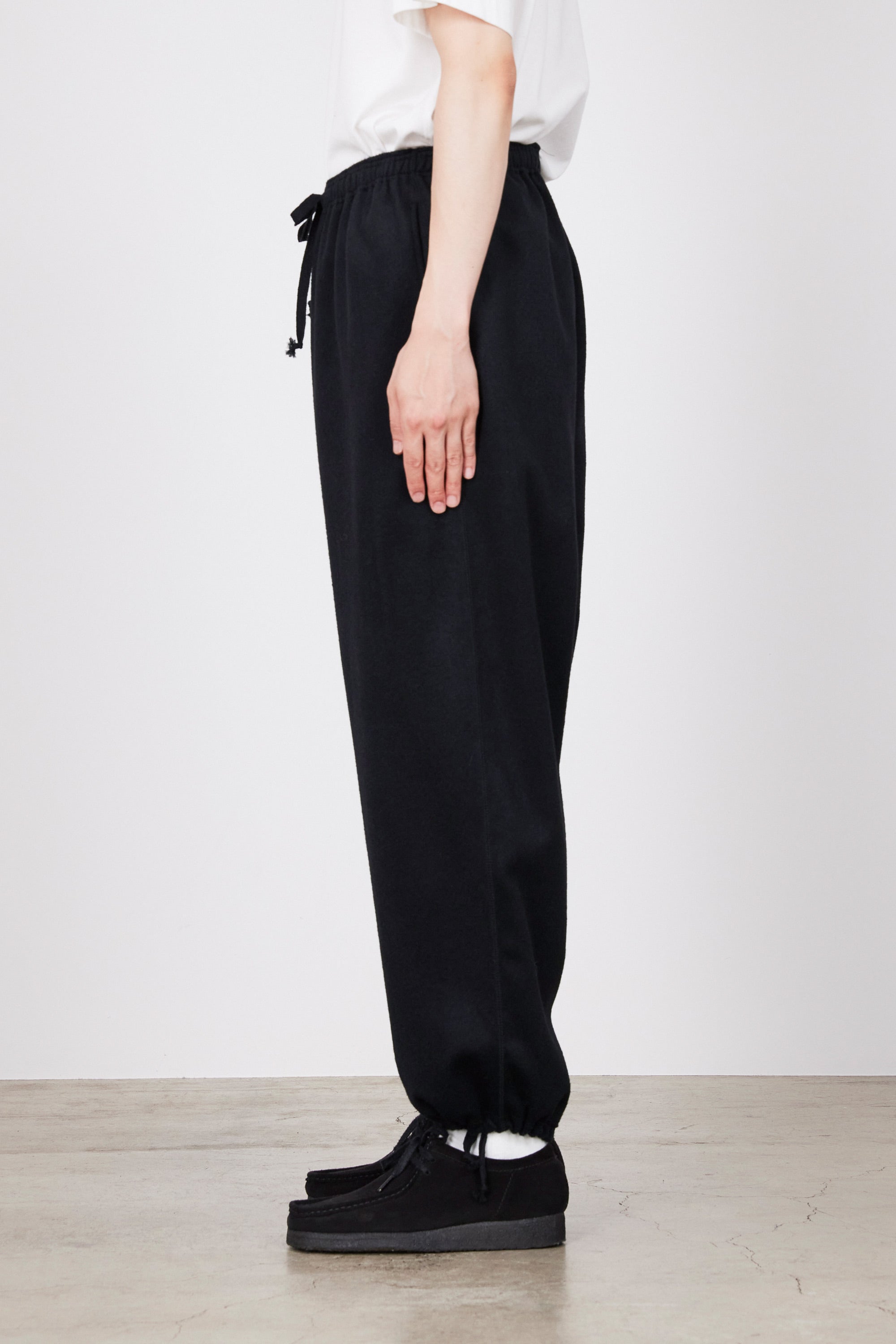 ウールシルクビーバー / ワイドフィット イージーパンツ, Black