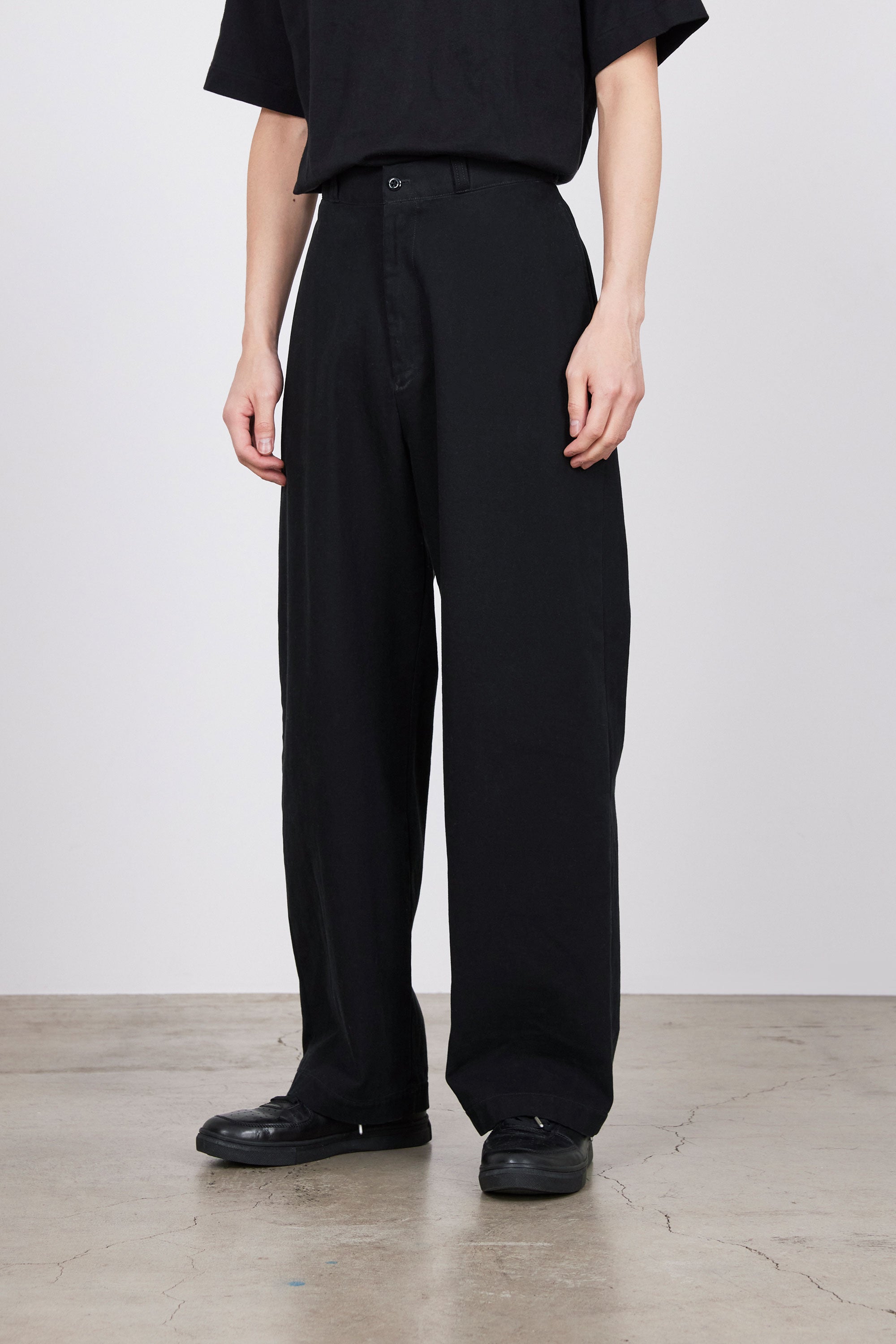 ORGANIC COTTON GABARDINE U.S.ARMY CHINO TROUSERS, Black