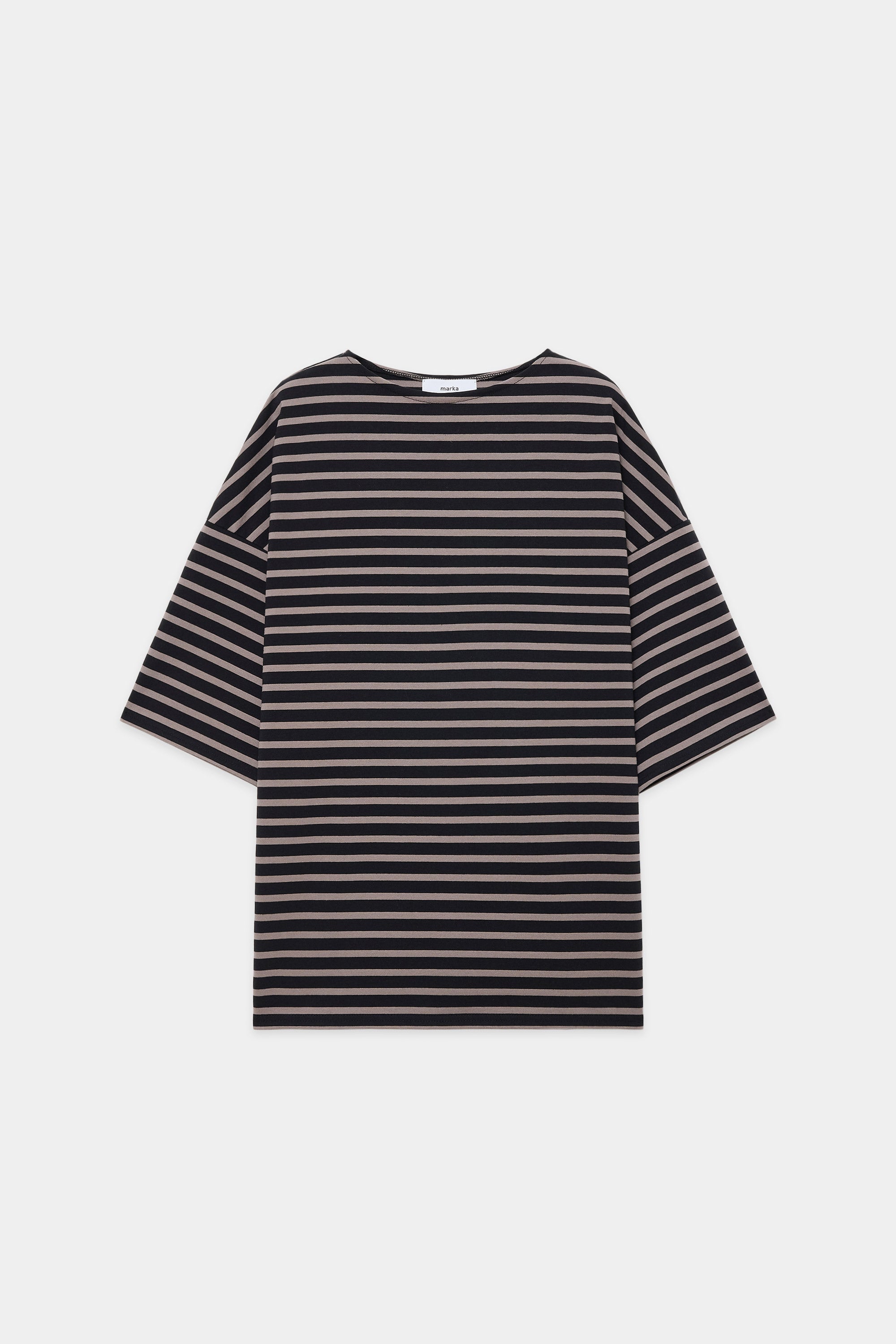 30//1 ORGANIC COTTON KNIT BASQE SHIRT S/S, Black × Gray