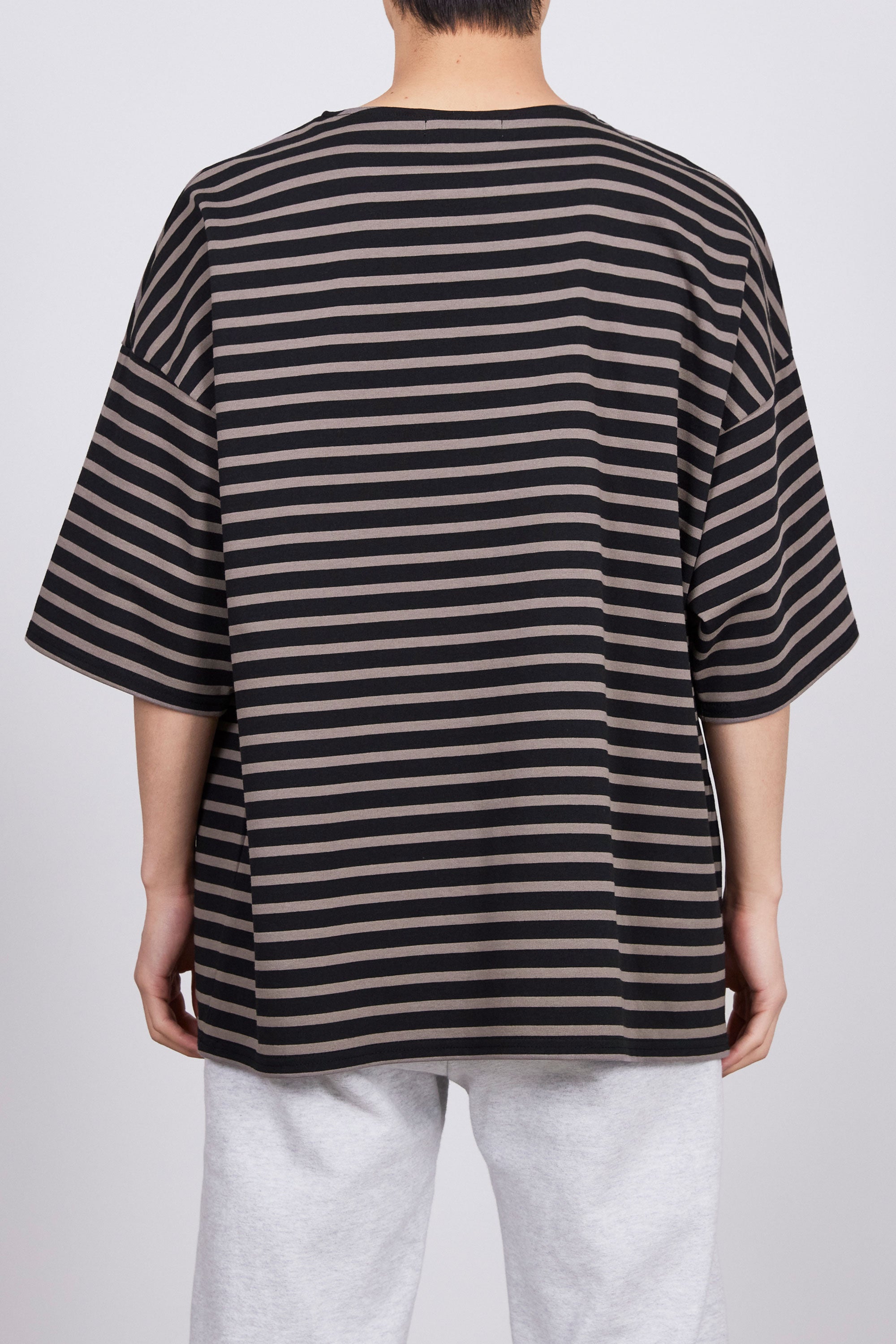 30//1 ORGANIC COTTON KNIT BASQE SHIRT S/S, Black × Gray