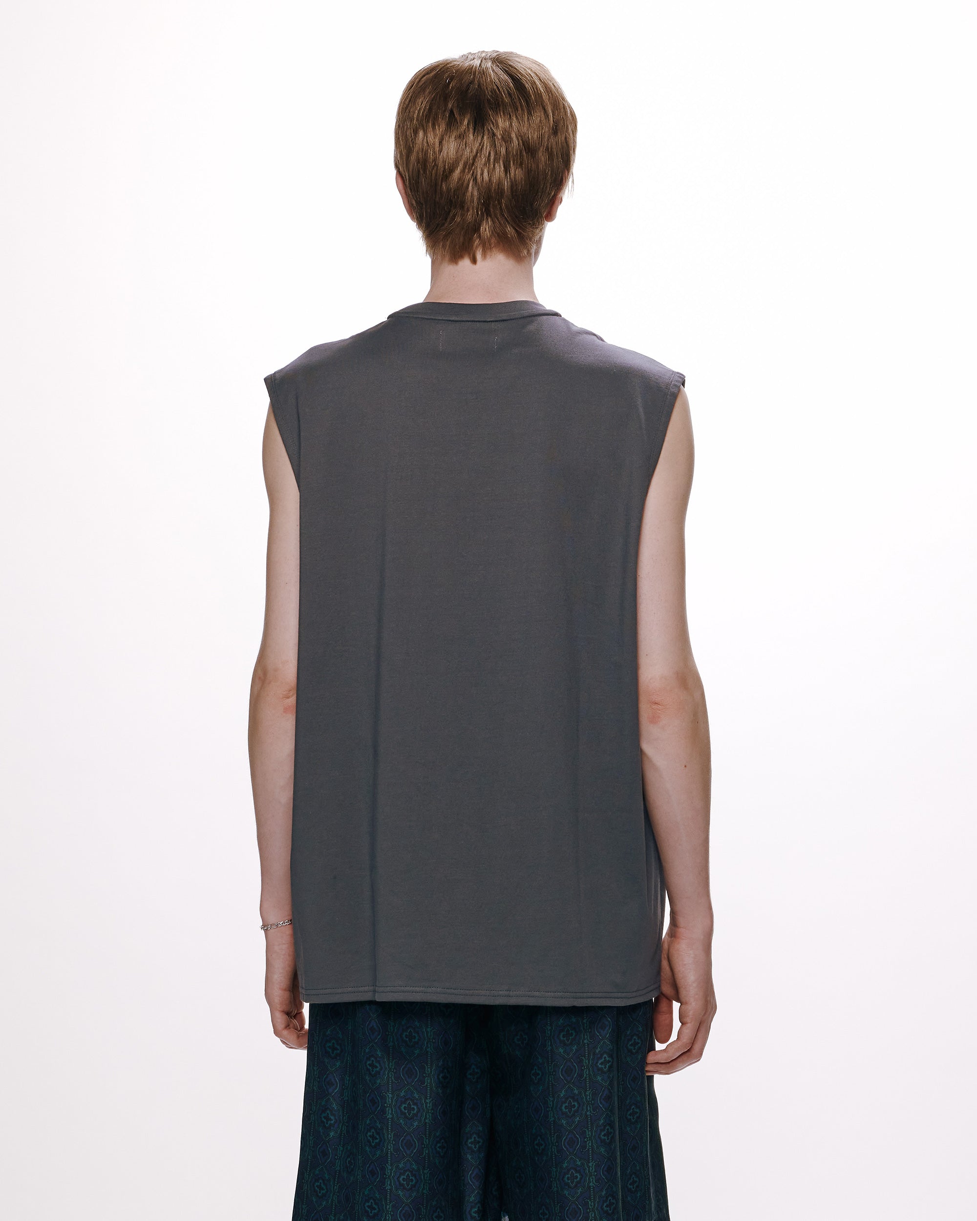 40/2 ORGANIC COTTON KNIT SLEEVELESS TEE, M Gray