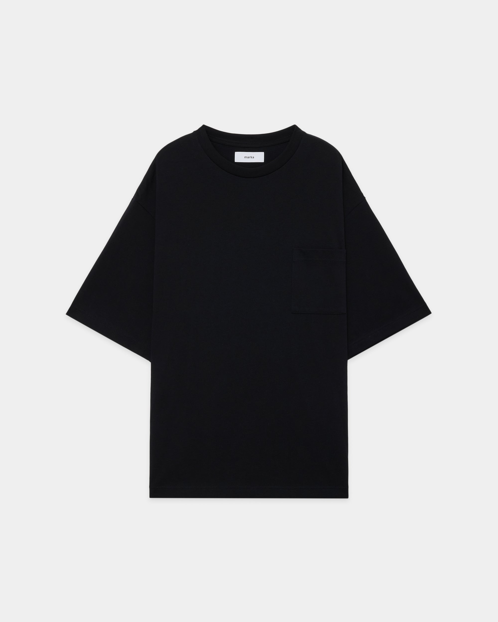 リサイクルスビンオーガニックコットン度詰め天竺 / ルーズフィットポケットTEE, Black