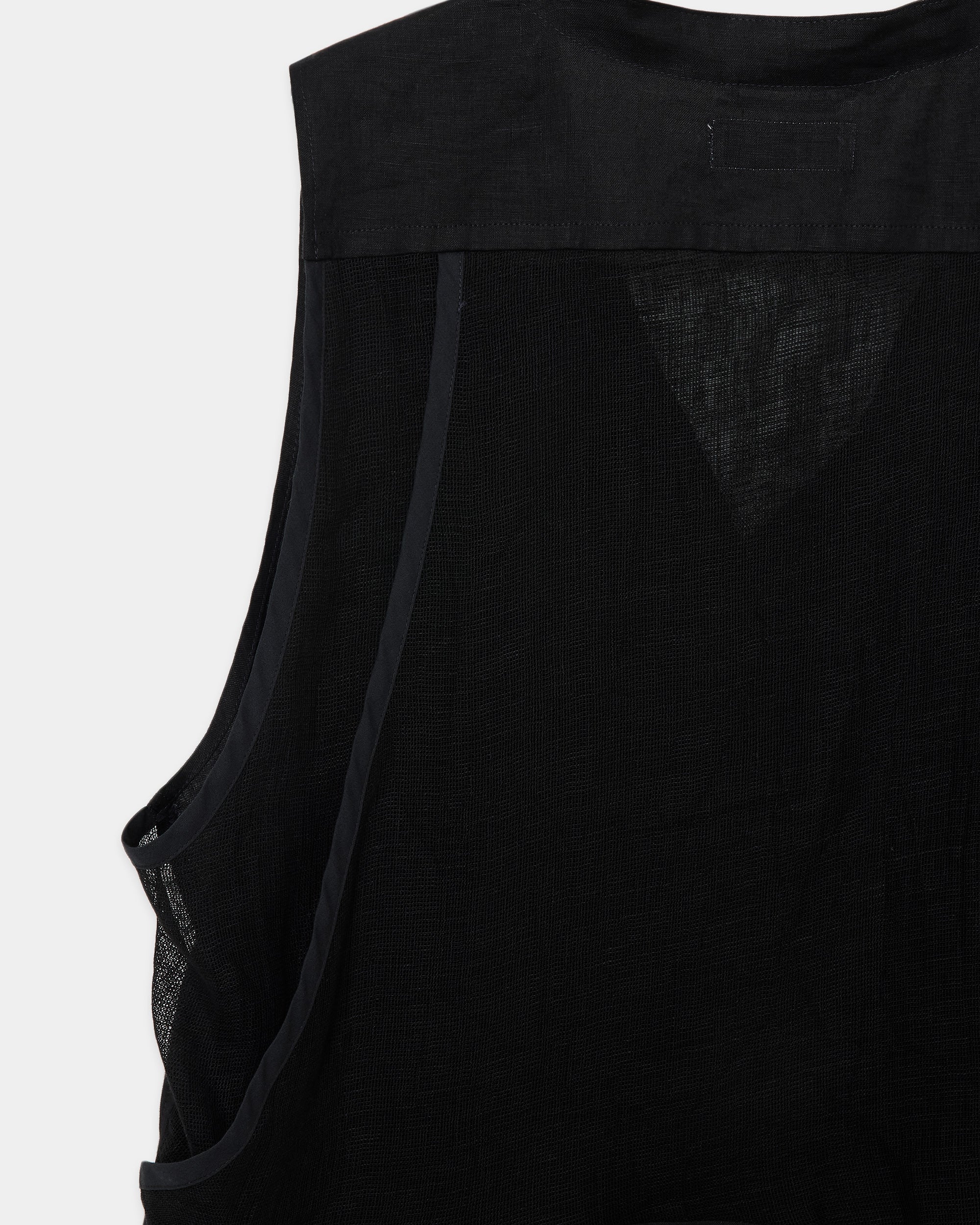 LINEN TROPICAL FIELDMAN VEST, Black