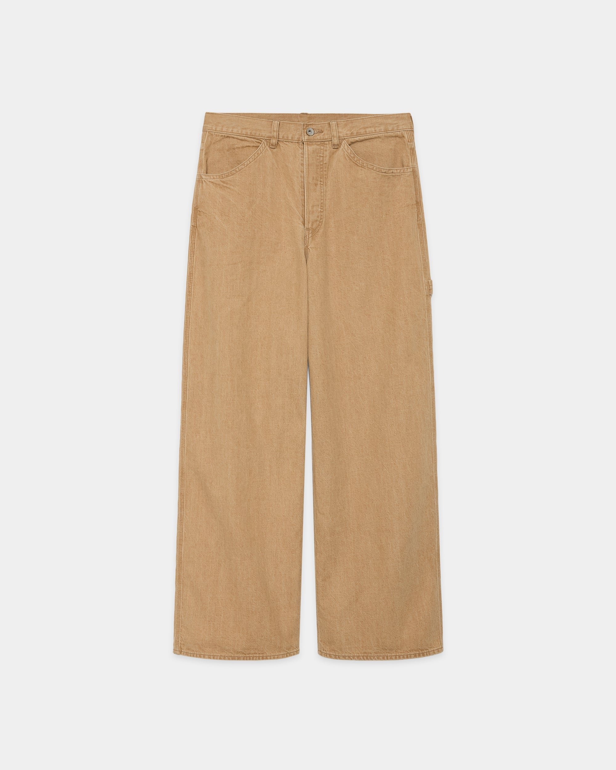 ORGANIC COTTON 10oz DENIM WIDE PAINTER PANTS, Beige