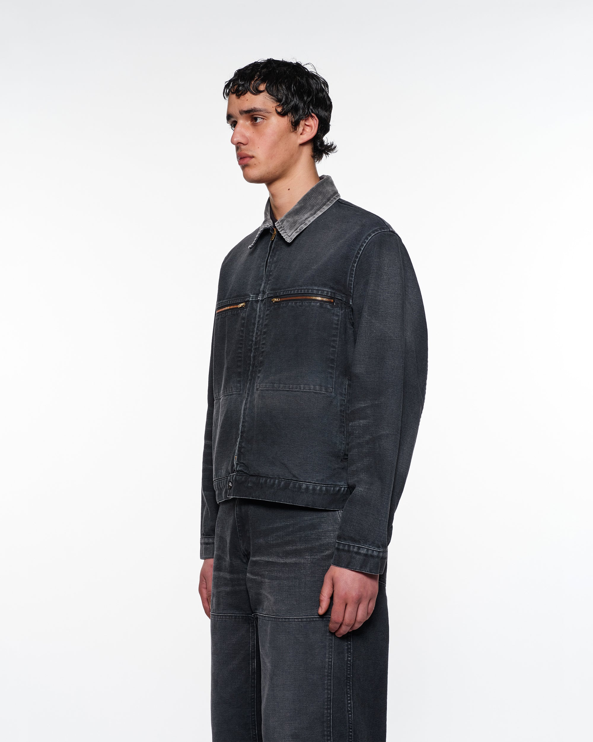 ORGANIC COTTON DUCK MECHANIC JACKET, Black