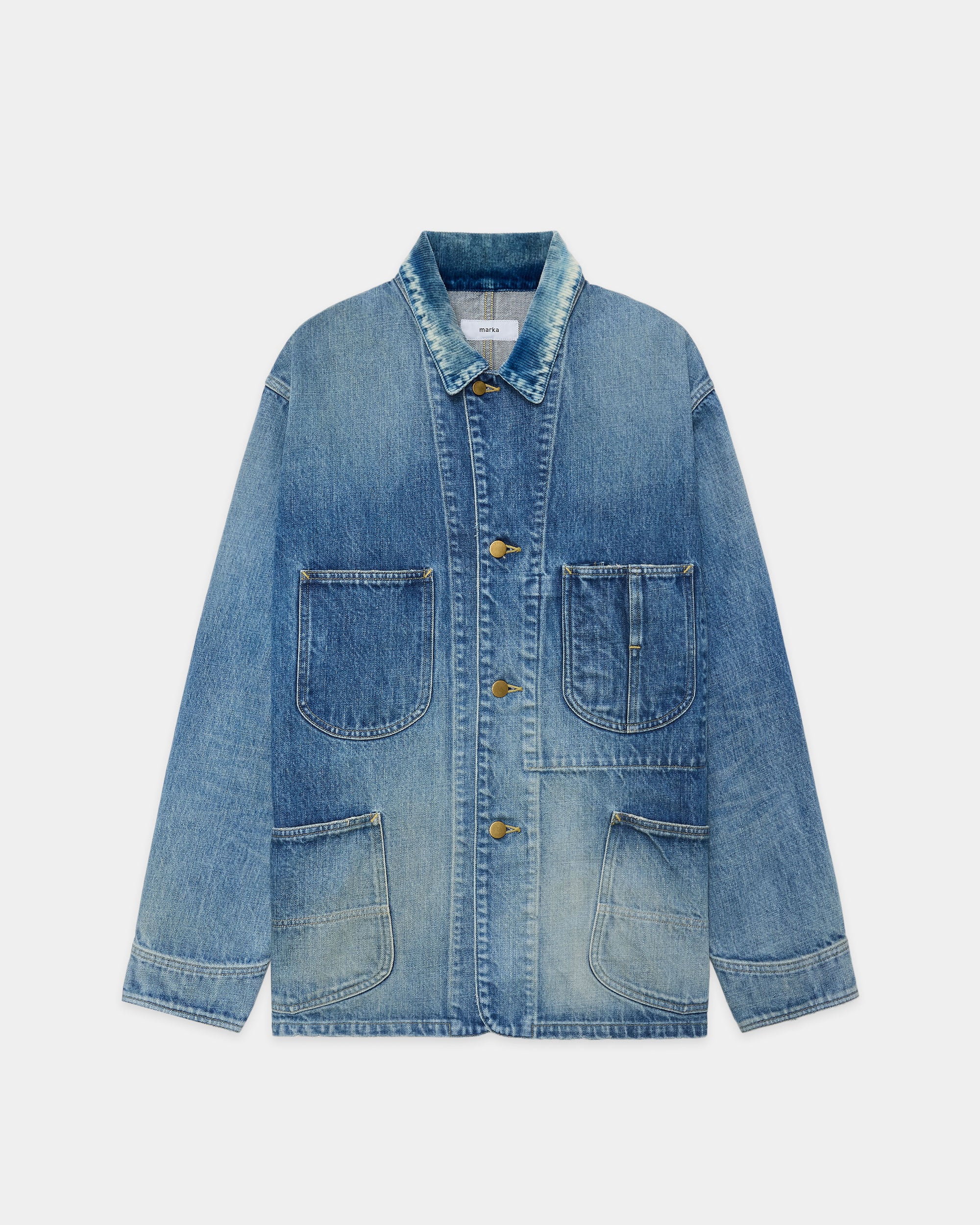 オーガニックコットン 13.5oz セルビッチデニム / カバーオールジャケット, Used Washed