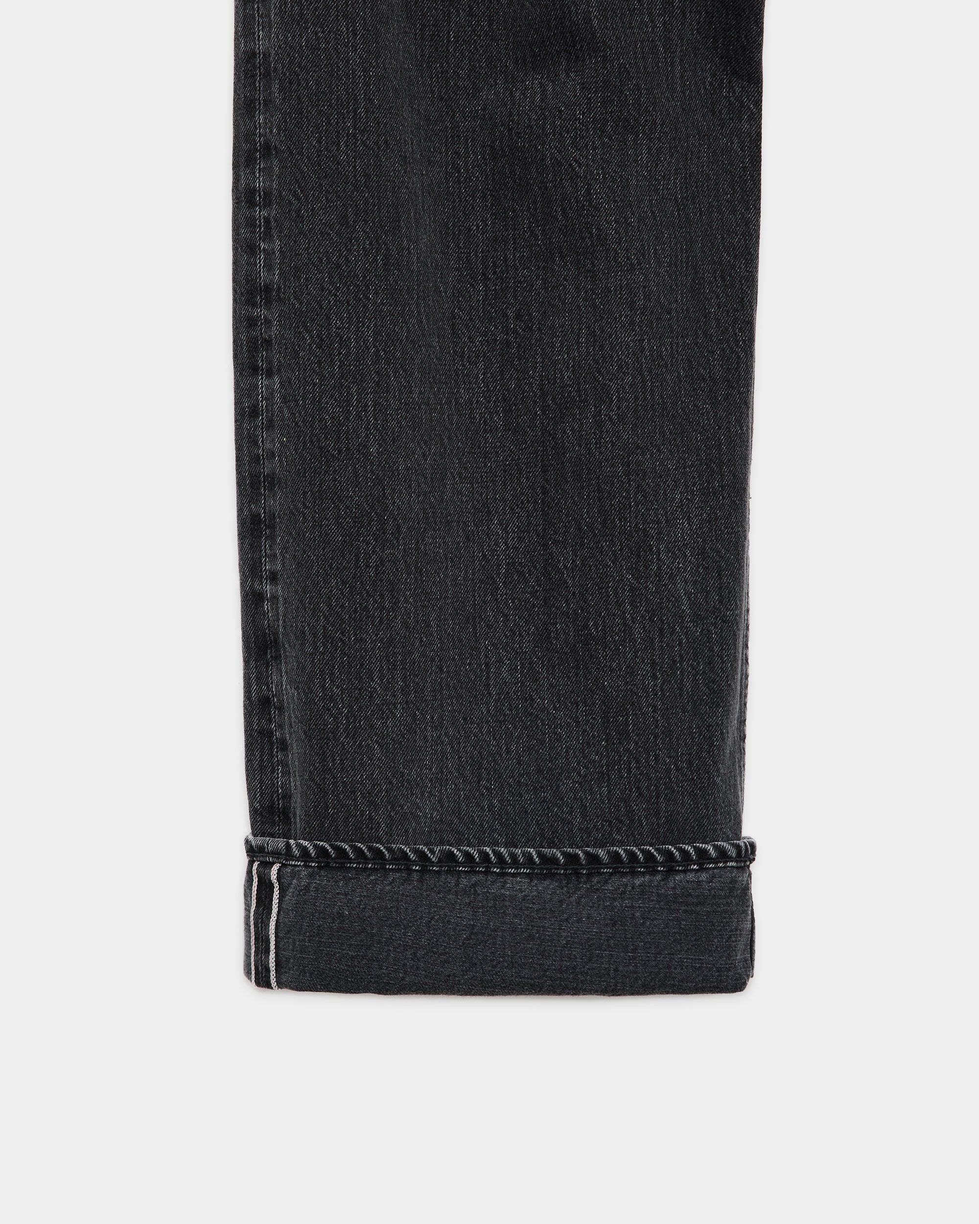 オーガニックコットン 13.5oz セルビッチデニム / ワイドレッグジーンズ, Faded Black