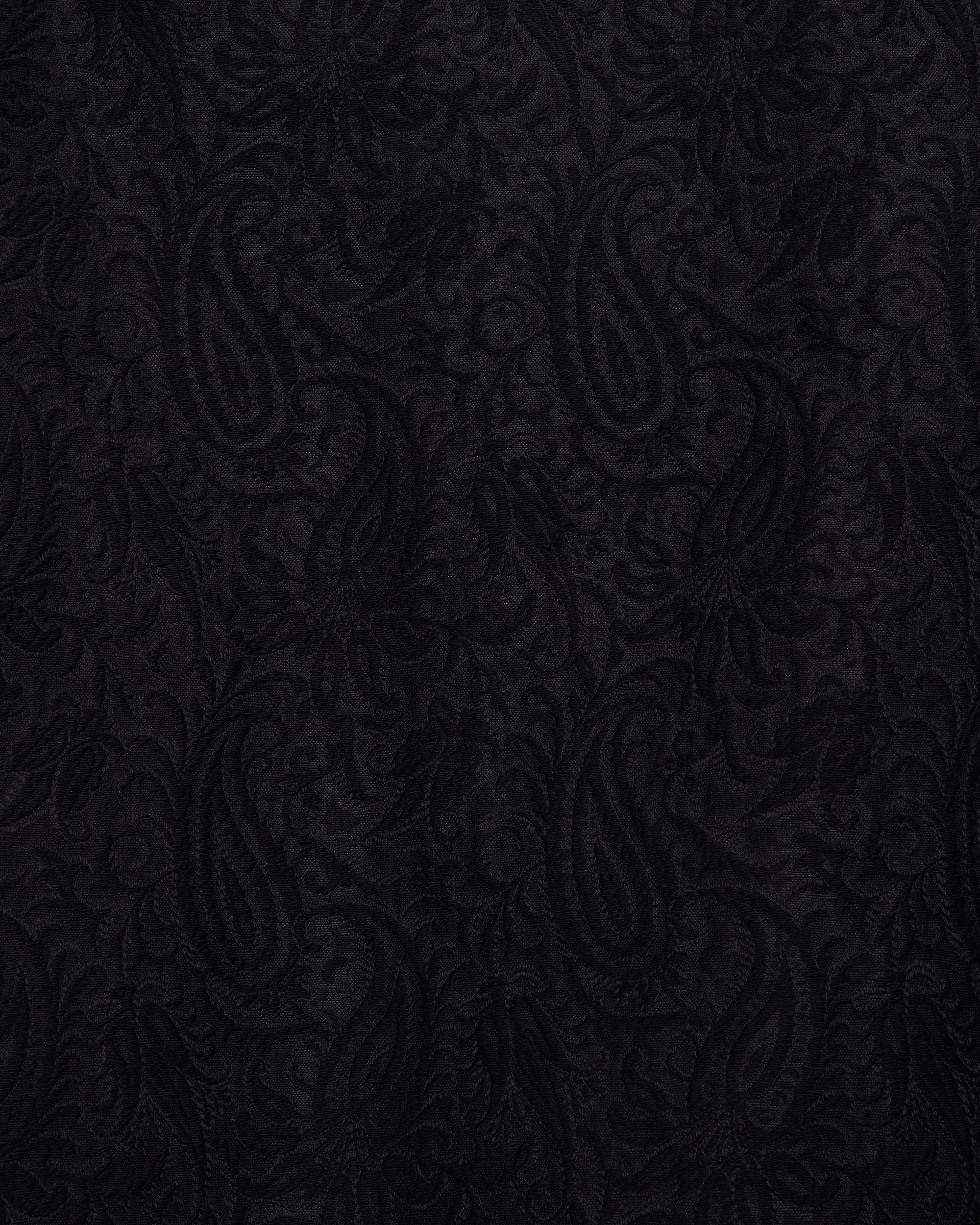 リサイクルポリエステル×リサイクルウール ペイズリージャカード / バンドカラースキッパーシャツ, Dark Navy