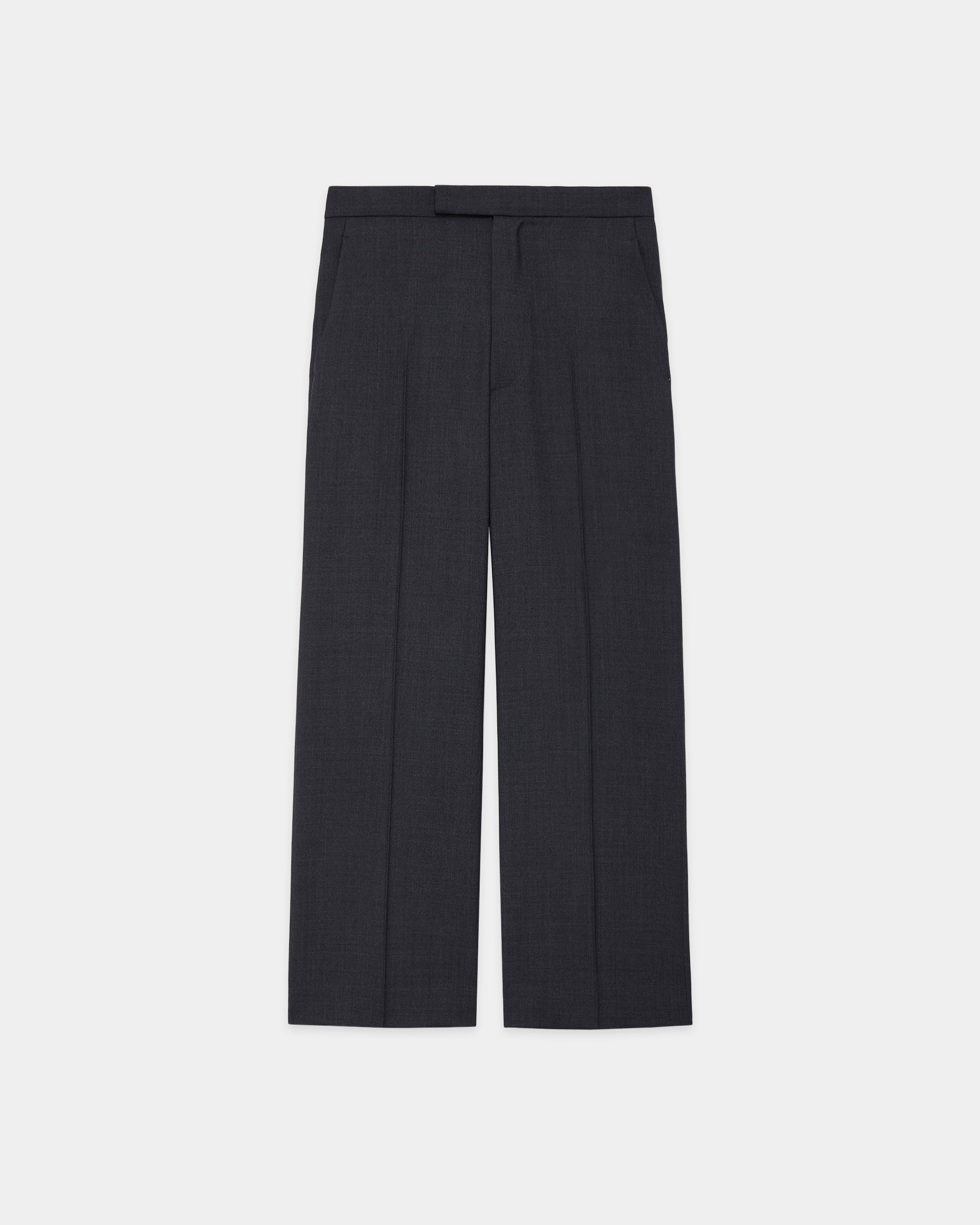 リサイクルポリエステル ノンミュールジングウールギャバジン / レギュラーストレートトラウザーズ, Charcoal Gray