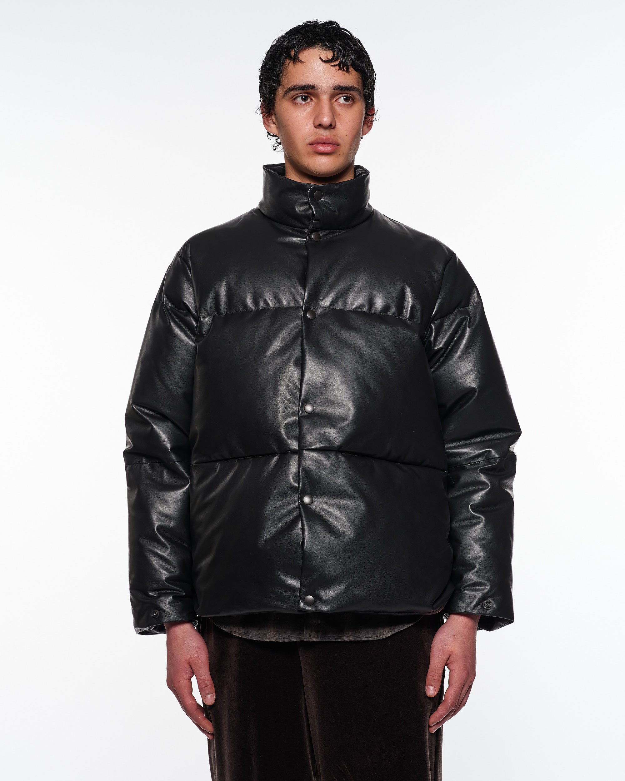 シープレザー / レザーダウンジャケット, Black