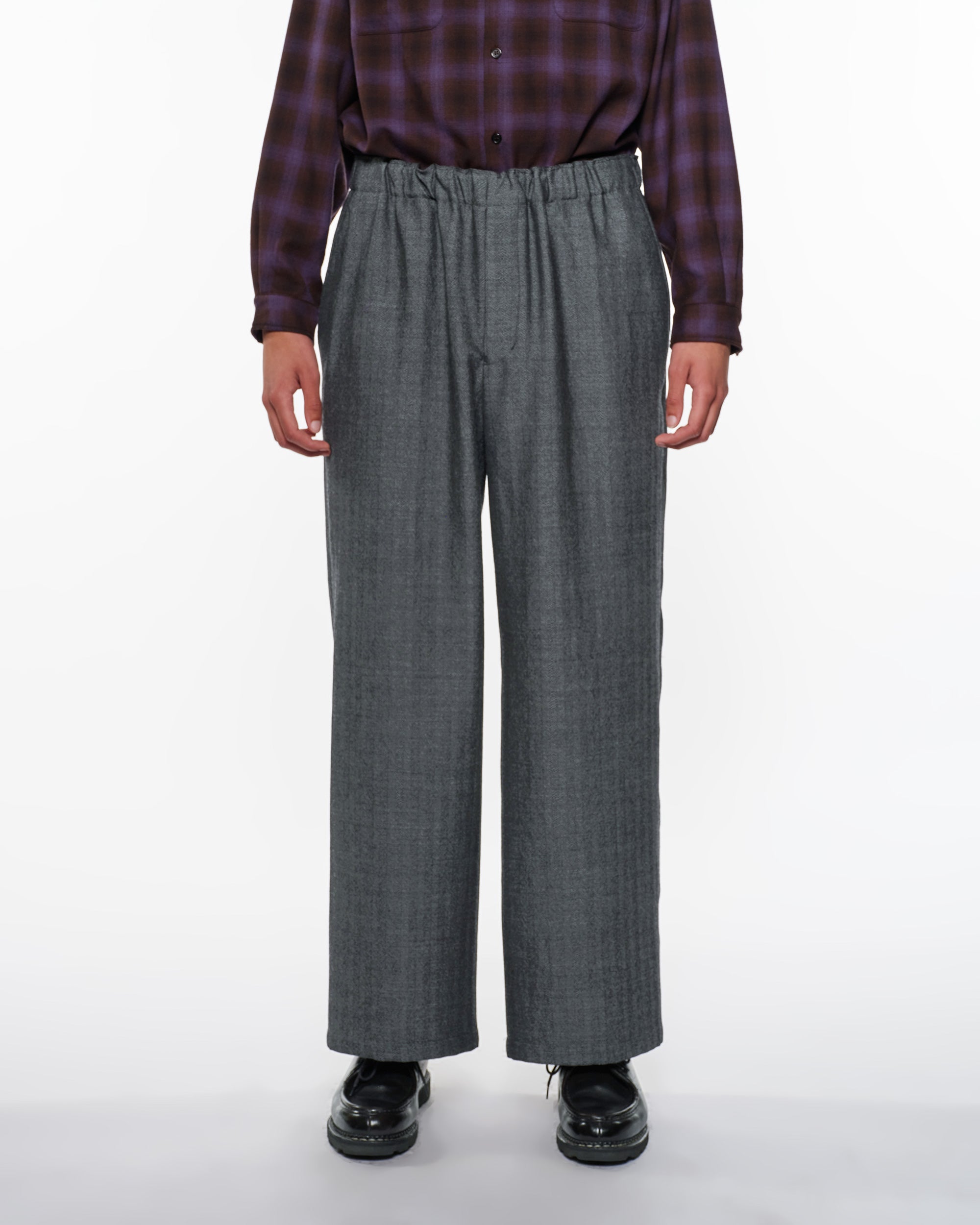 ウールサージ ワッシャータンブラー / ワイドレッグイージーパンツ, Herringbone