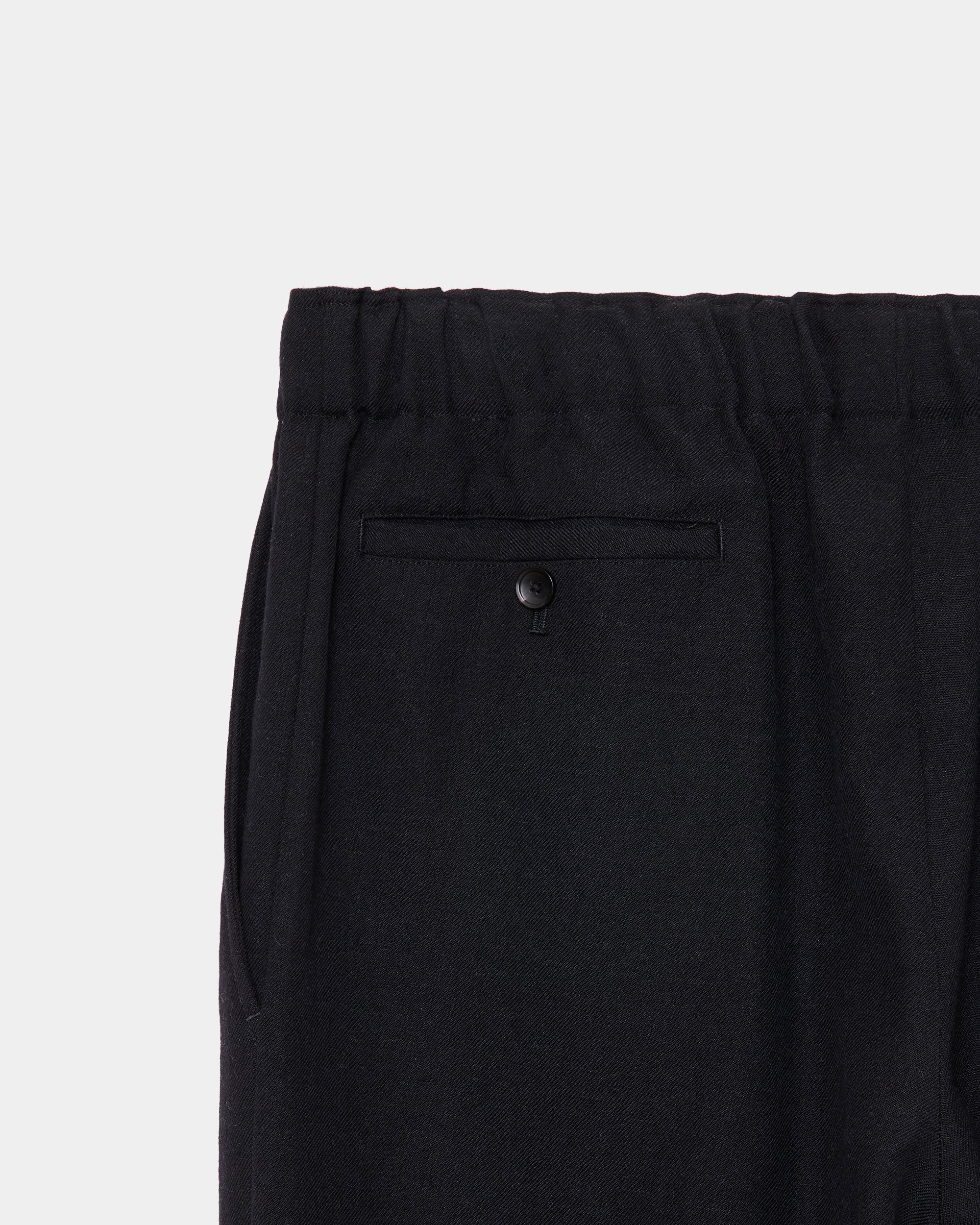 ウールサージ ワッシャータンブラー / ワイドレッグイージーパンツ, Chambray Black