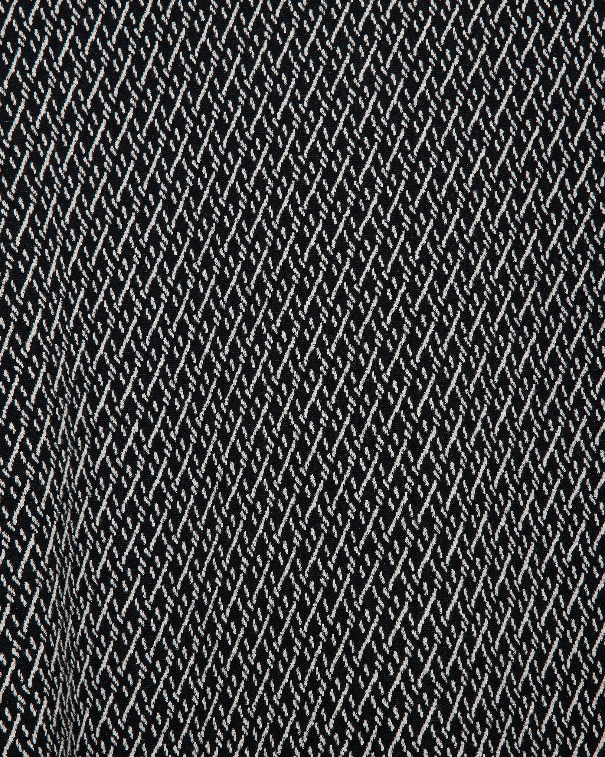 オーガニックコットン幾何柄ジャカード / 2ボタンポロL/S Tee, Black × Ivory