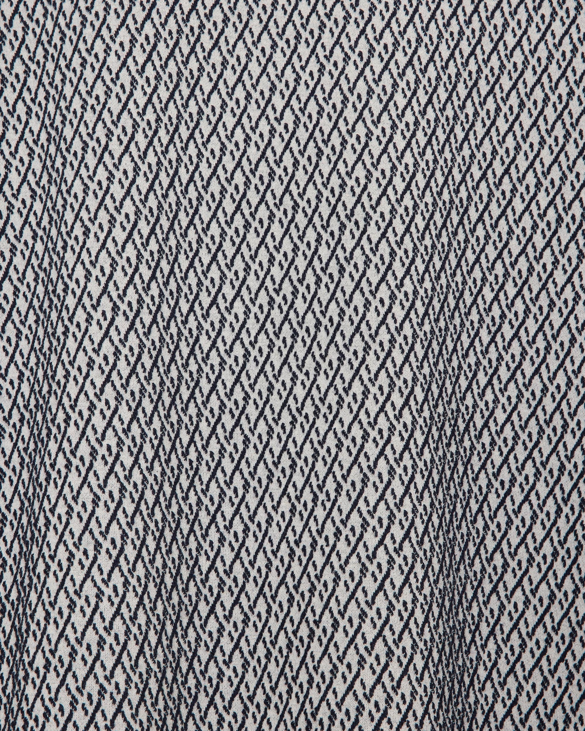 オーガニックコットン幾何柄ジャカード / ラグランクルーネック, Ivory × Navy