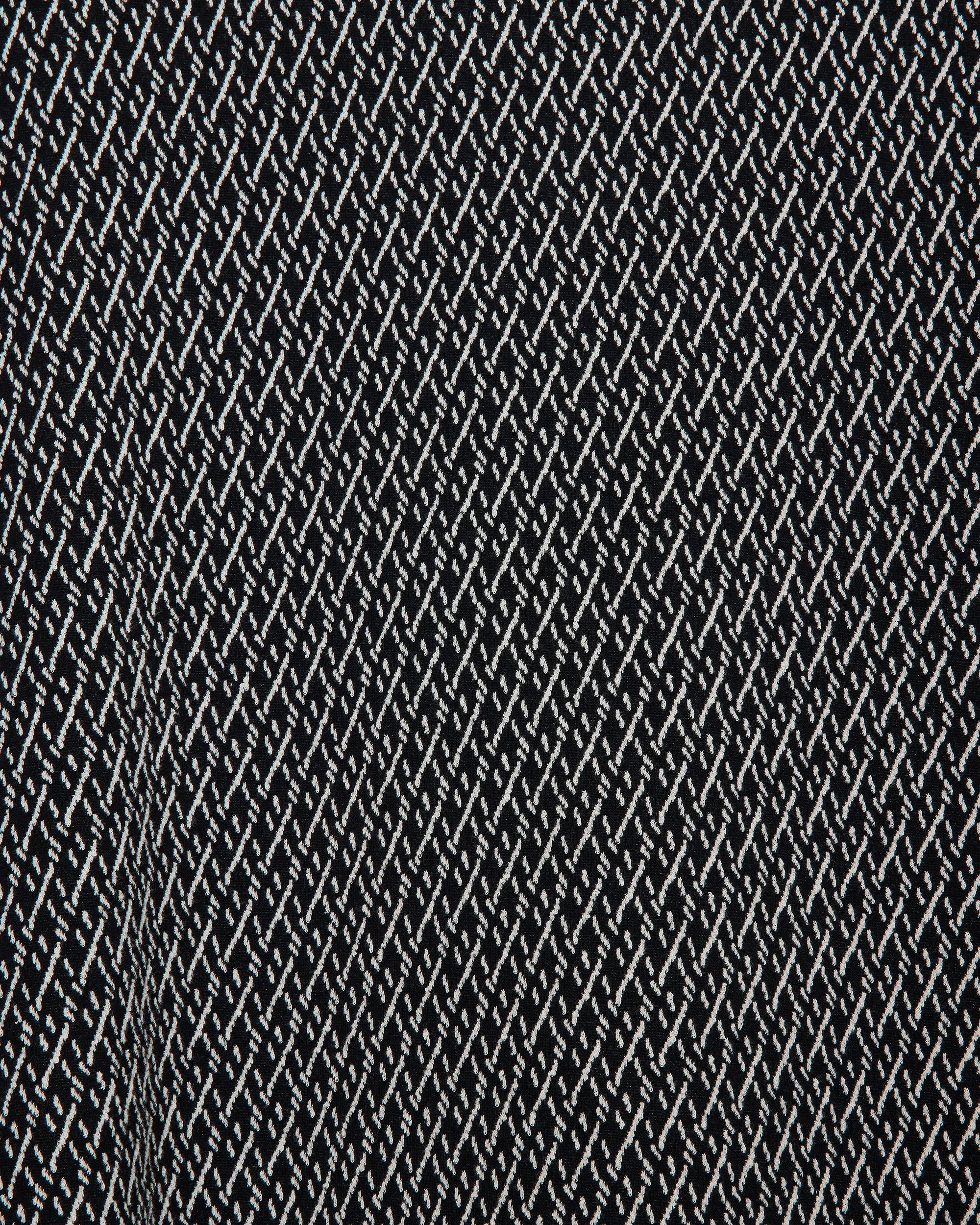 オーガニックコットン幾何柄ジャカード / ラグランクルーネック, Black × Ivory