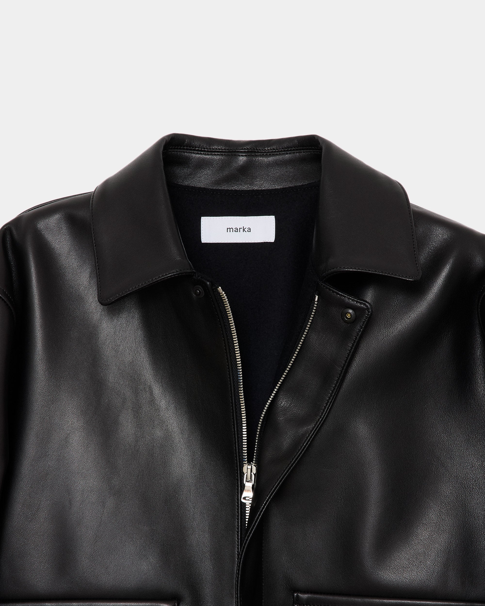 Sheep Leather Leather Flight Jacket, Black