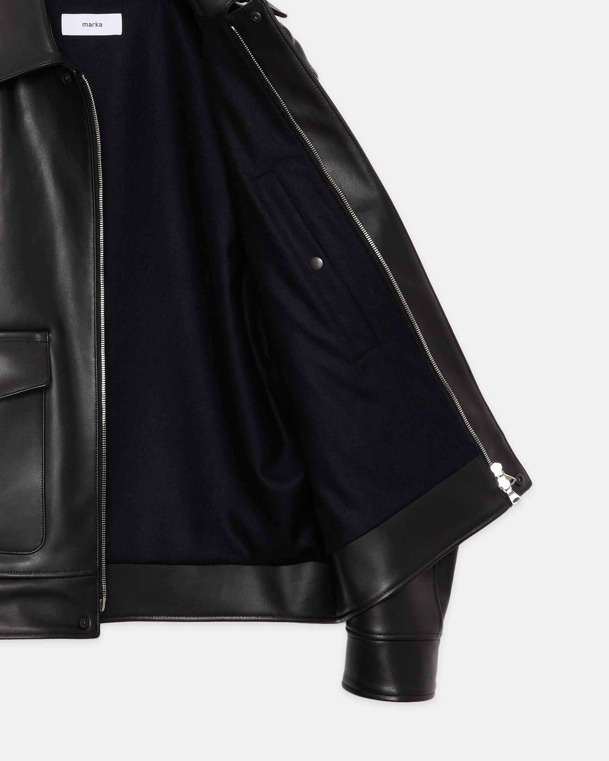 Sheep Leather Leather Flight Jacket, Black