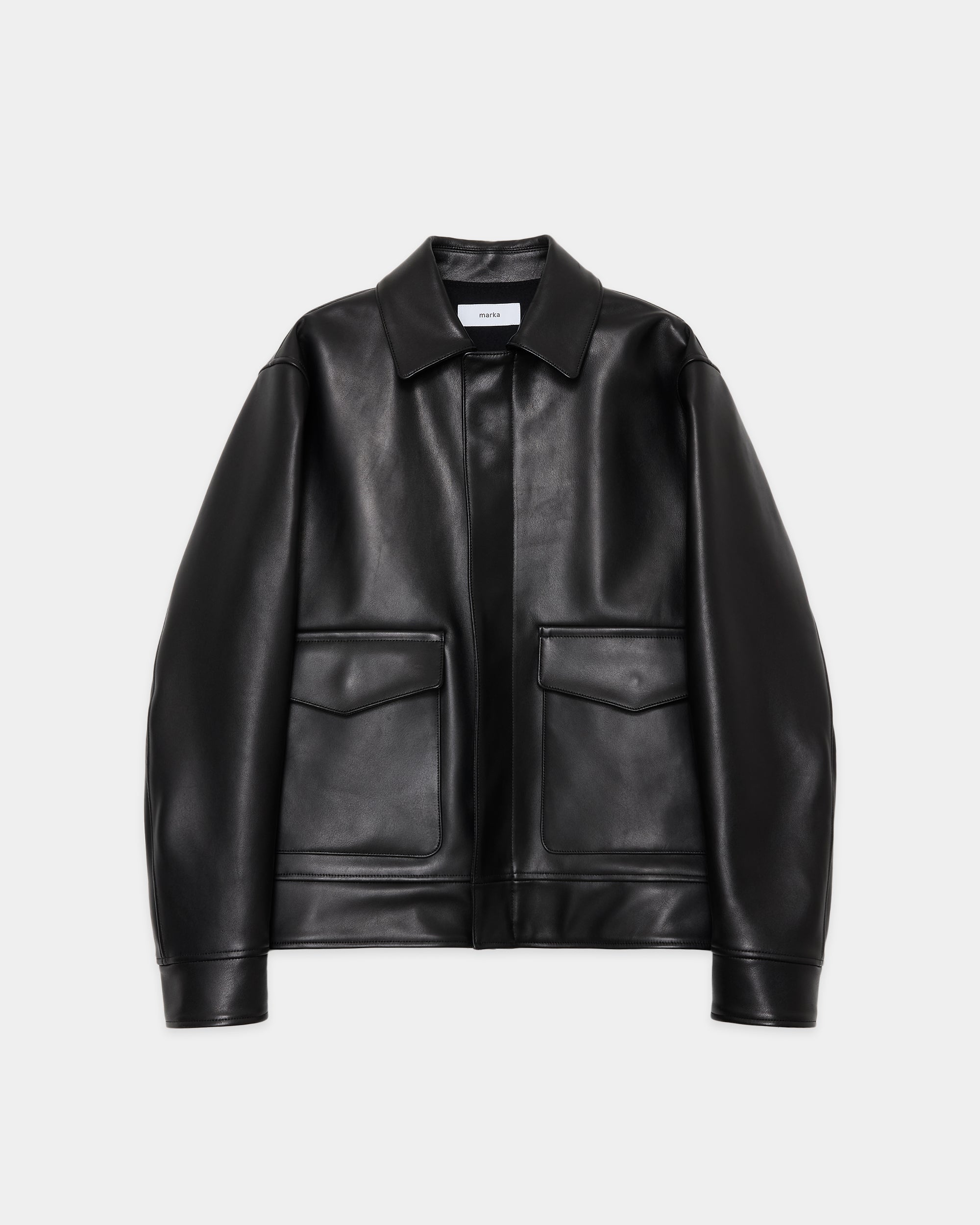 Sheep Leather Leather Flight Jacket, Black
