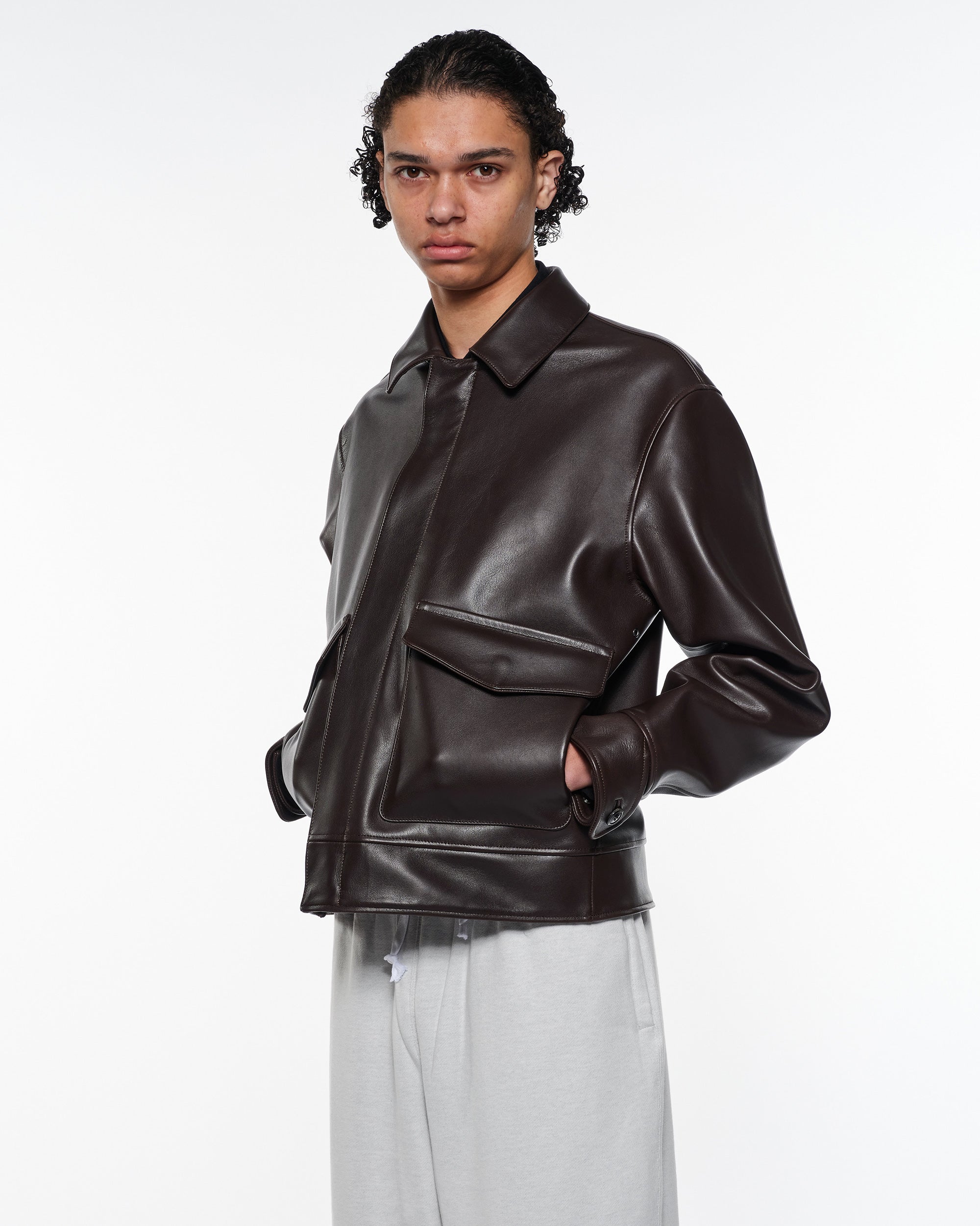 シープレザー / レザーフライトジャケット, Brown