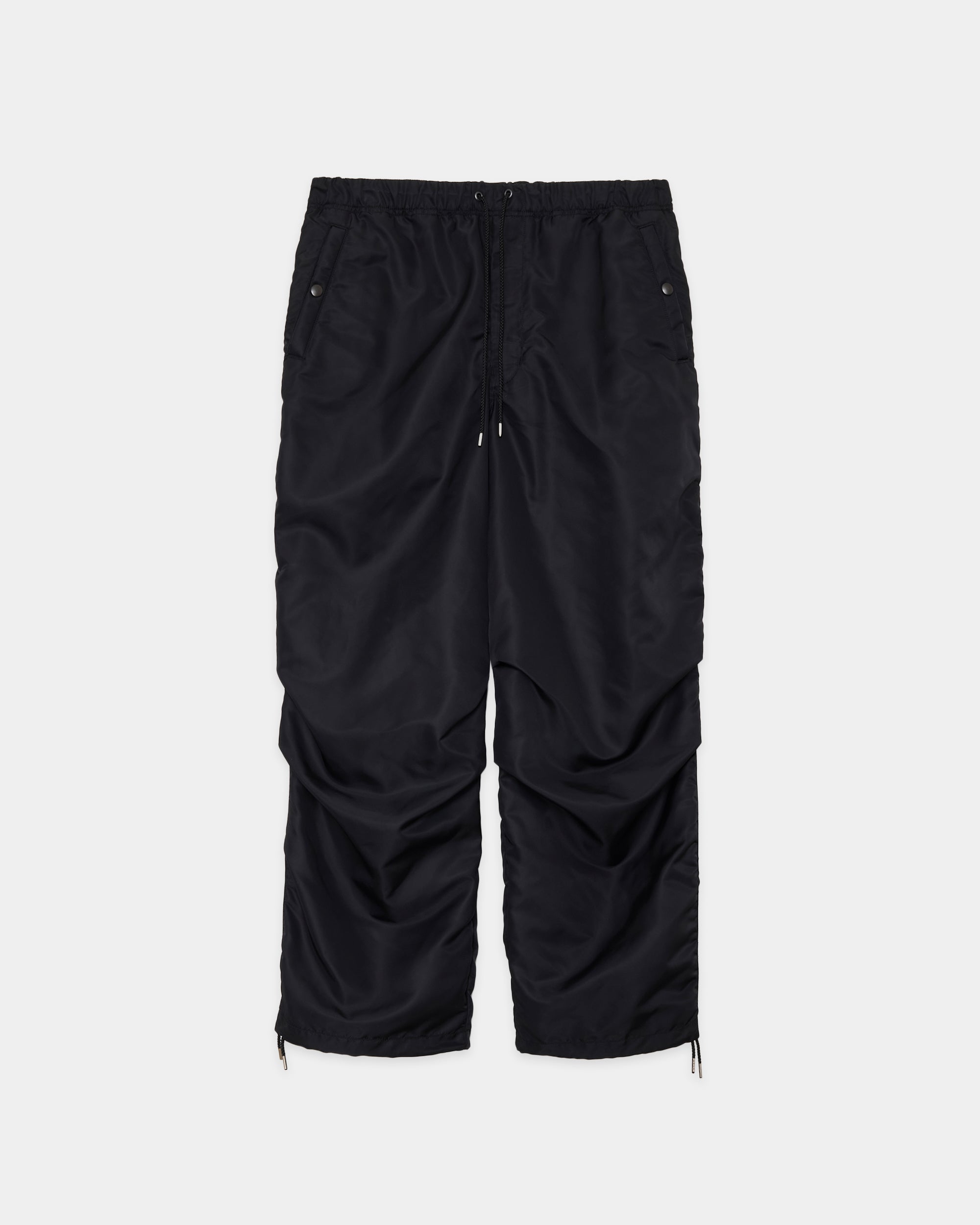 Nylon Twill Nylon Knee Tuck Pants, Black