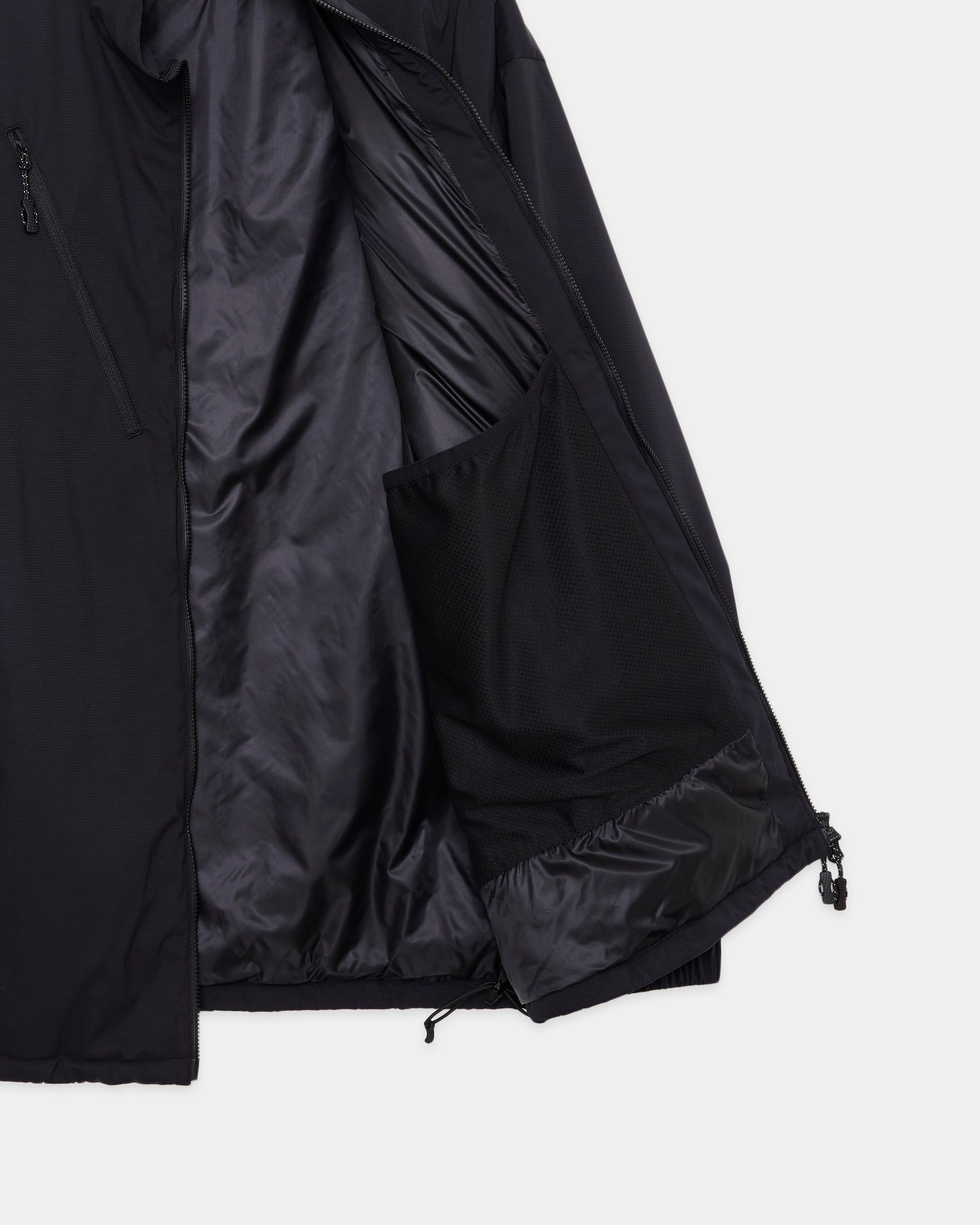 パーテックス3レイヤーナイロンリップストップ / パフドトレーニングジャケット, Black