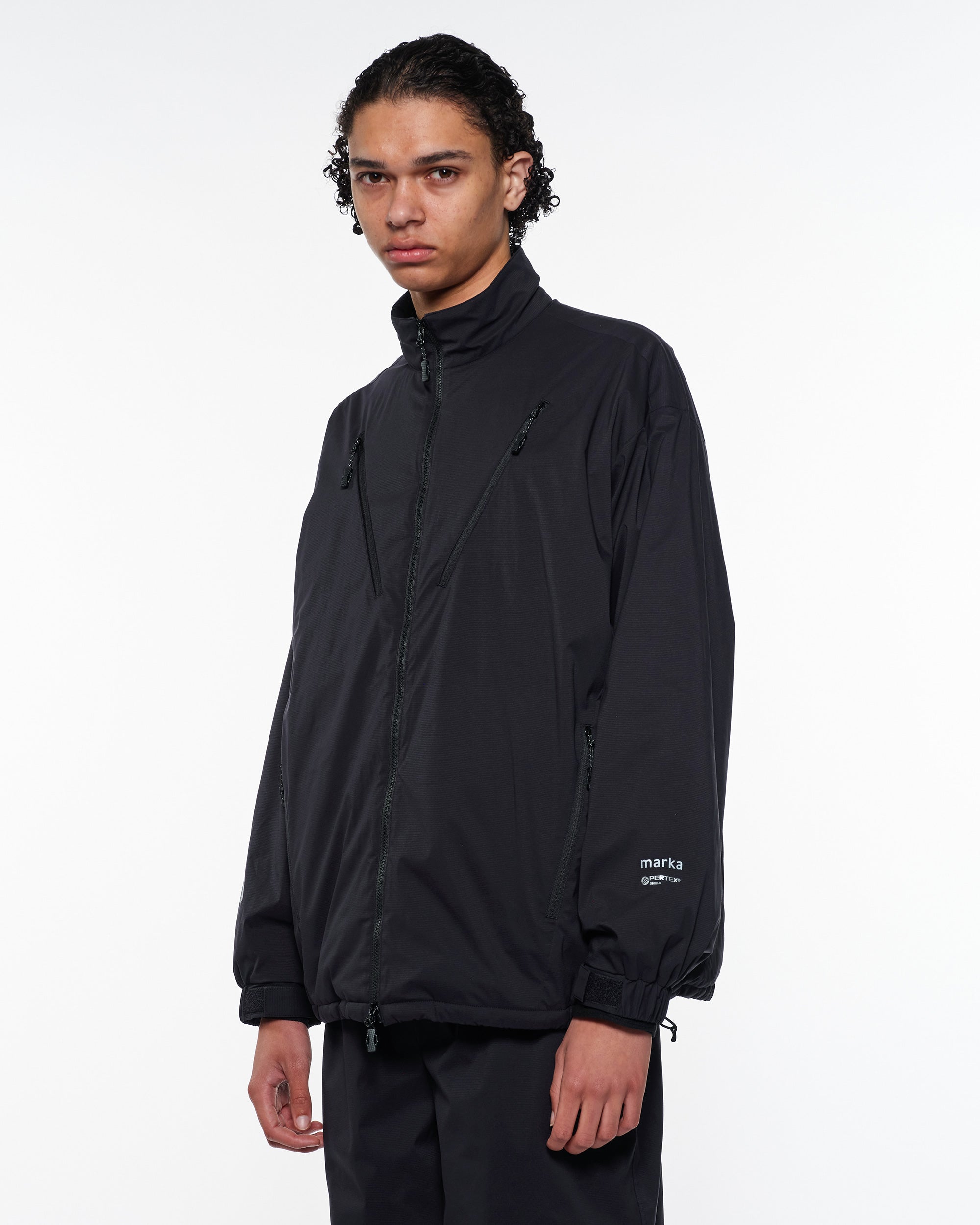 パーテックス3レイヤーナイロンリップストップ / パフドトレーニングジャケット, Black