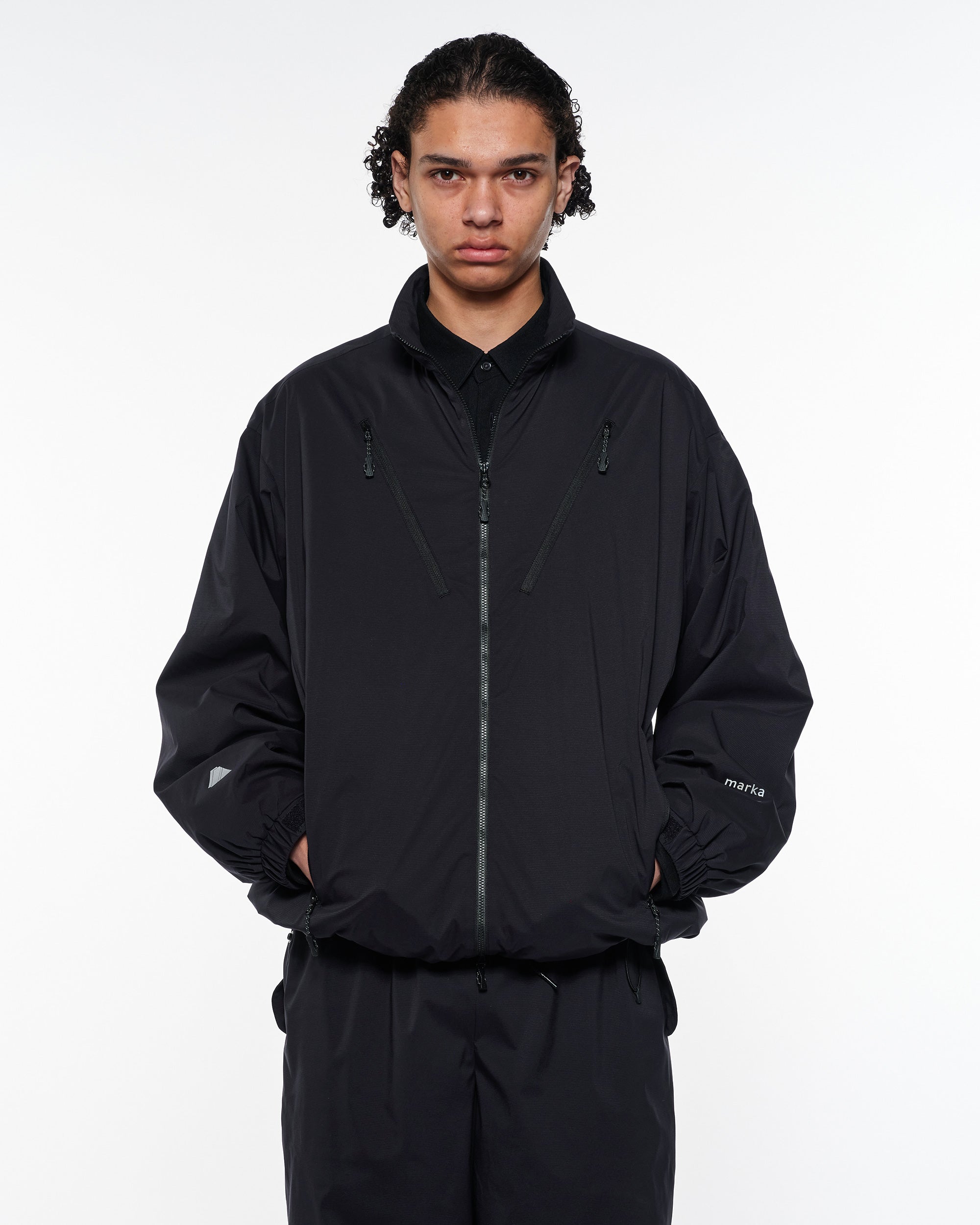 パーテックス3レイヤーナイロンリップストップ / パフドトレーニングジャケット, Black