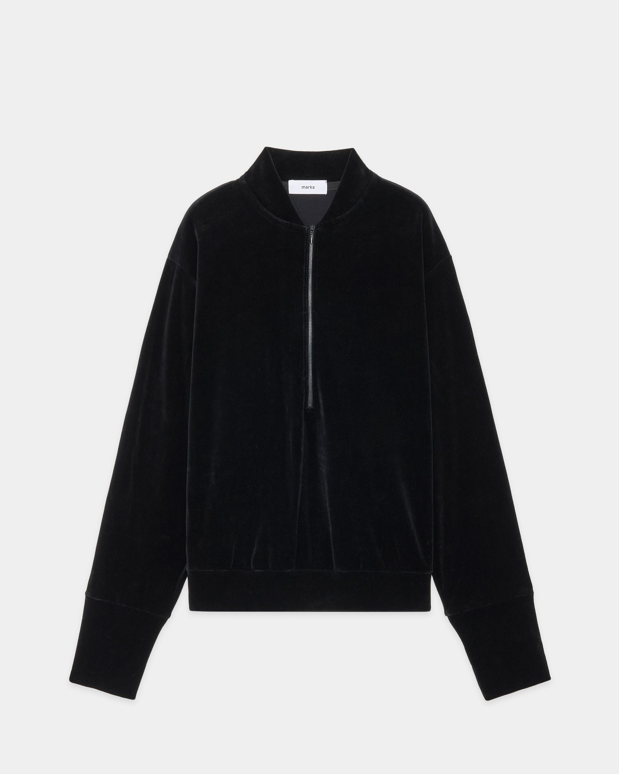30/- Organic Cotton Velour Half Zip Track Jacket, Dark Navy