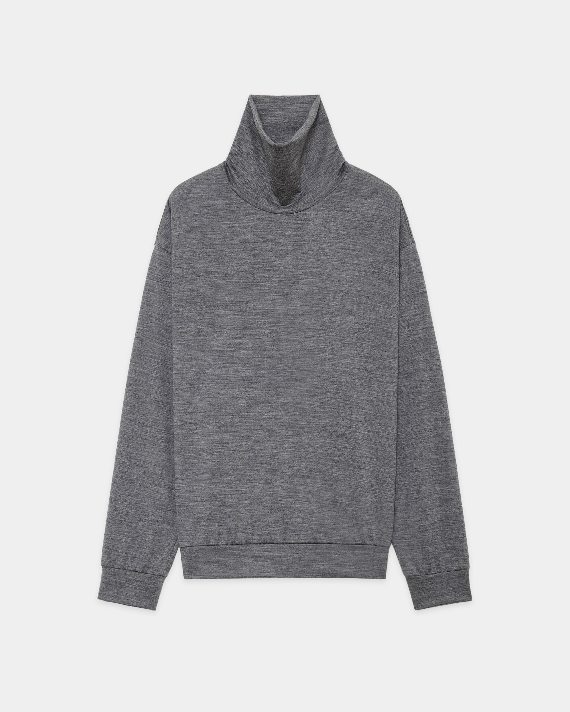 ウォッシャブルウール天竺 / タートルネック, Top Gray