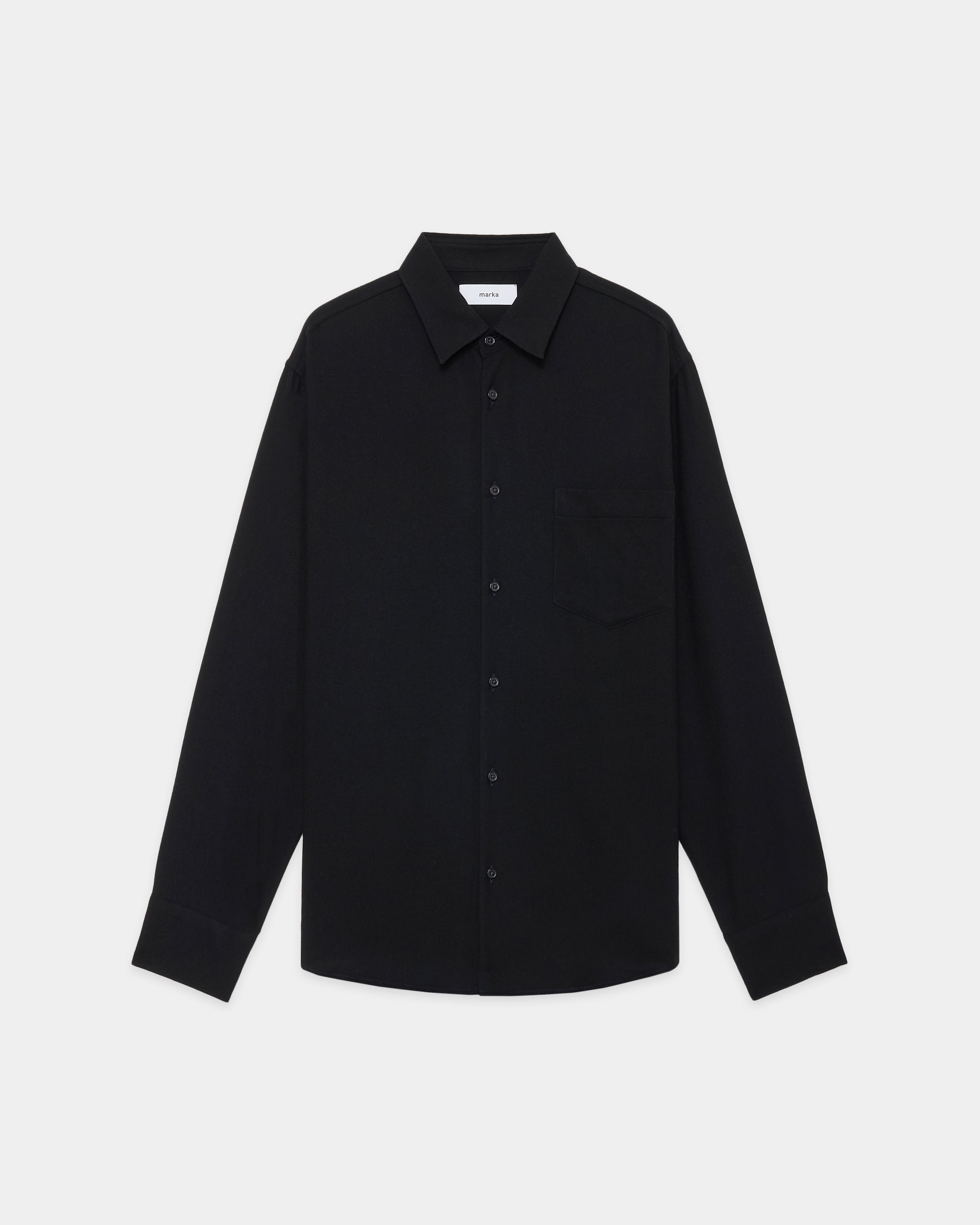 Super 140S 2/96 Wool Viyella Regular Collar Shirt, Dark Navy