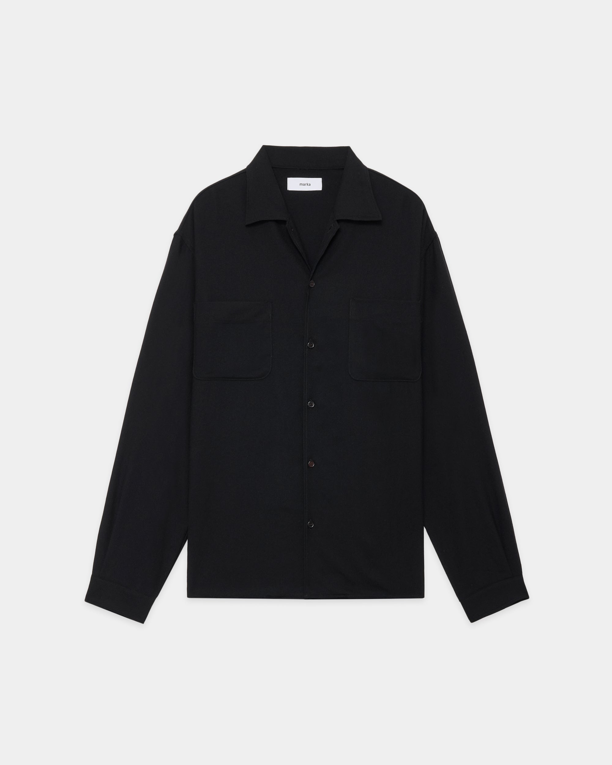 スーパー140'sウールビエラワッシャー タンブラー / ダブルポケットオープンカラーL/Sシャツ, Dark Navy