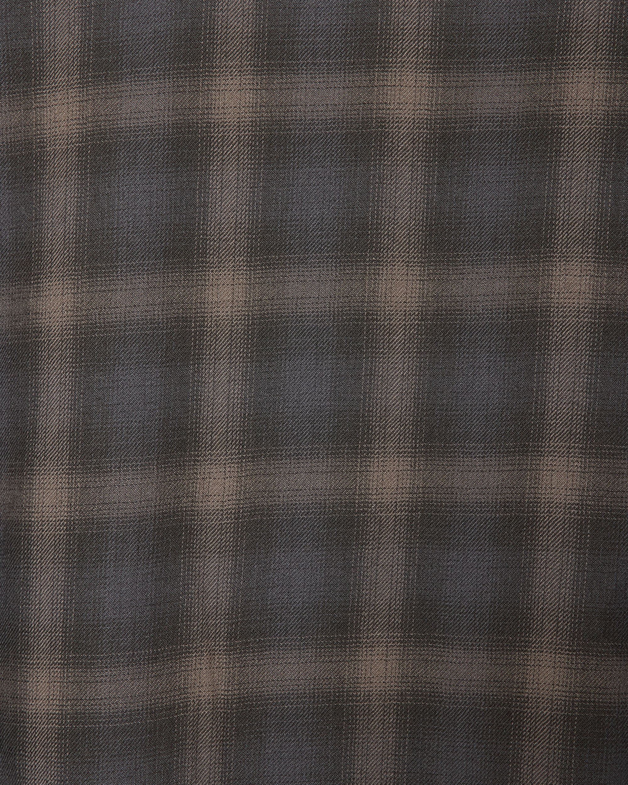 Super 140S 2/96 Wool Viyella Double Pocket Open Collar L/S Shirt, Gray Check