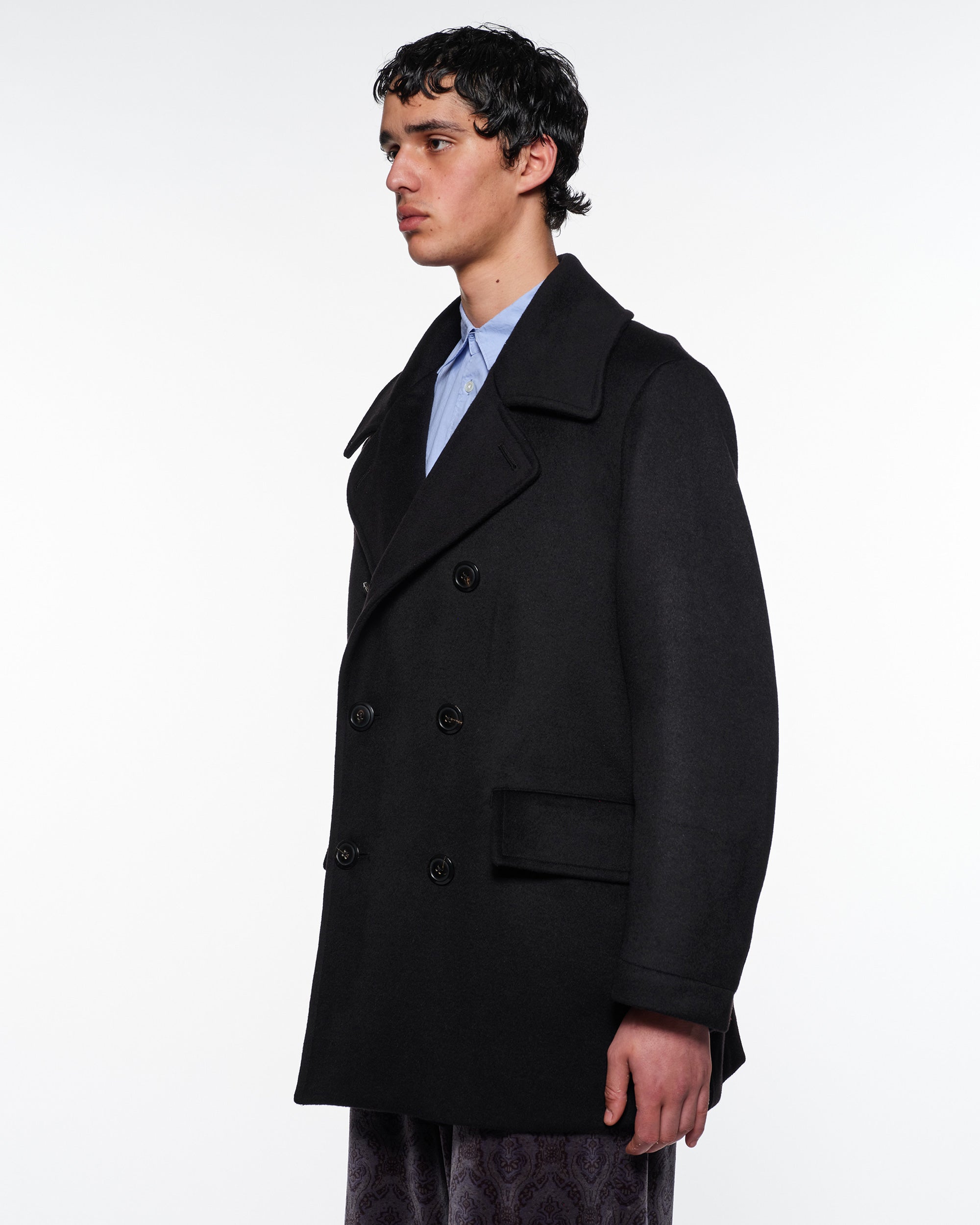 ウールシルクカシミヤビーバー / ブリッジコート, Black