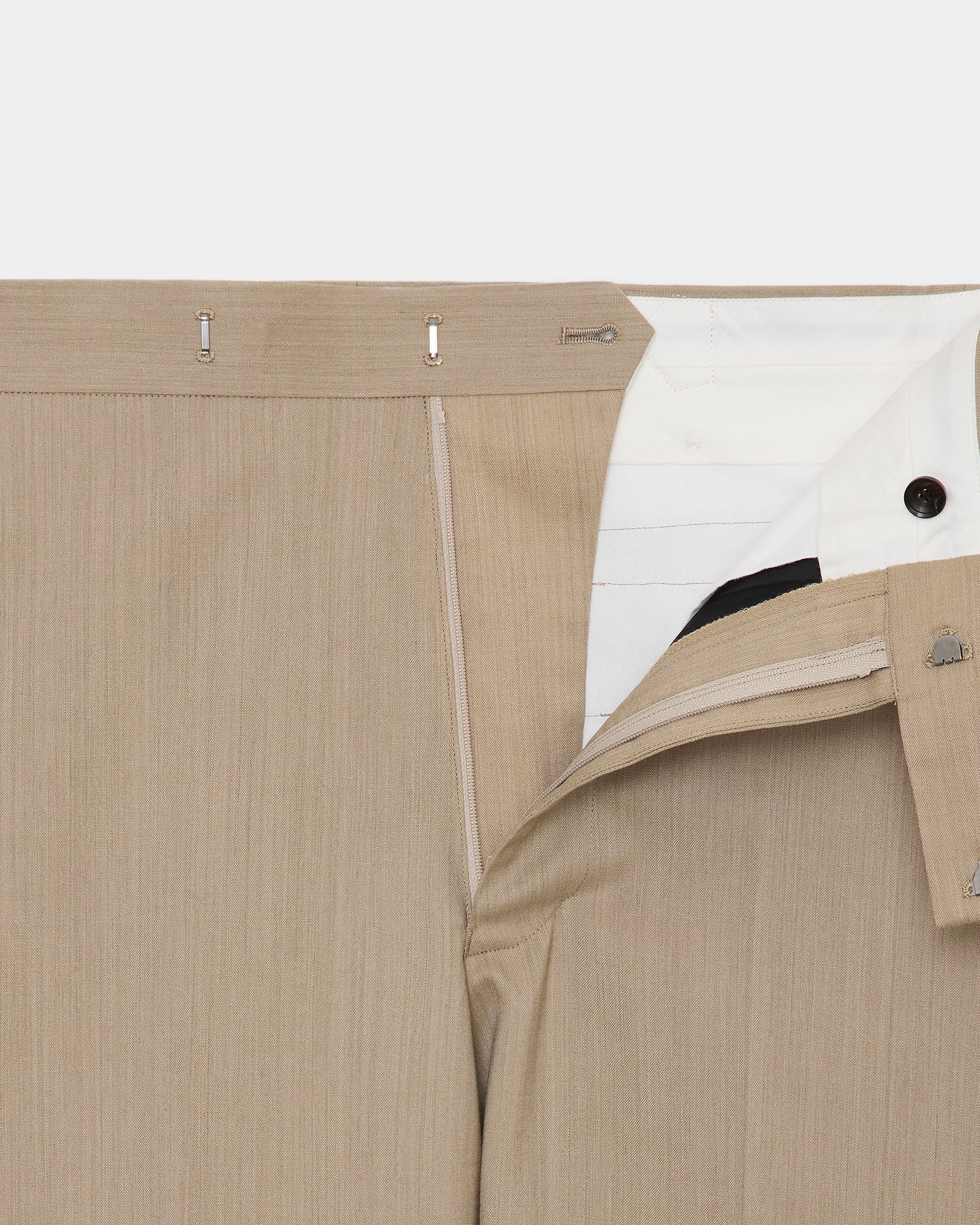 2/60 WOOL TROPICAL MELANGE REGULAR STRAIGHT TROUSERS, Beige