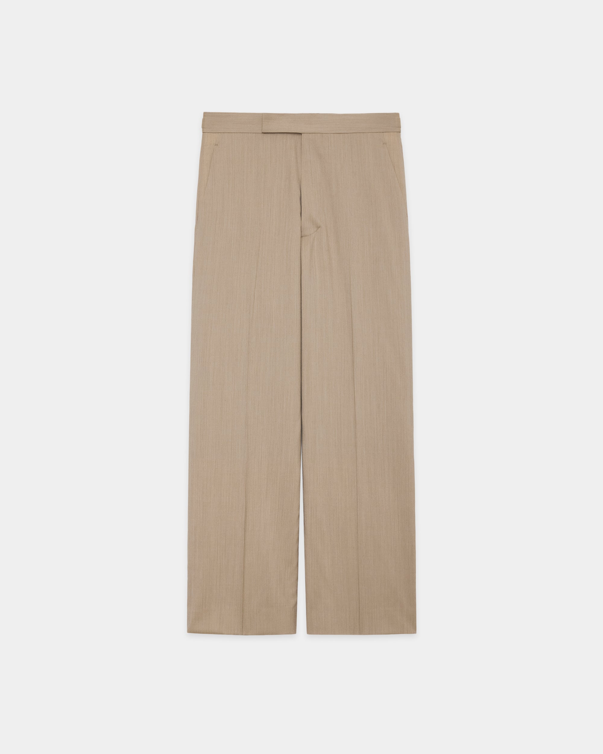 2/60 WOOL TROPICAL MELANGE REGULAR STRAIGHT TROUSERS, Beige
