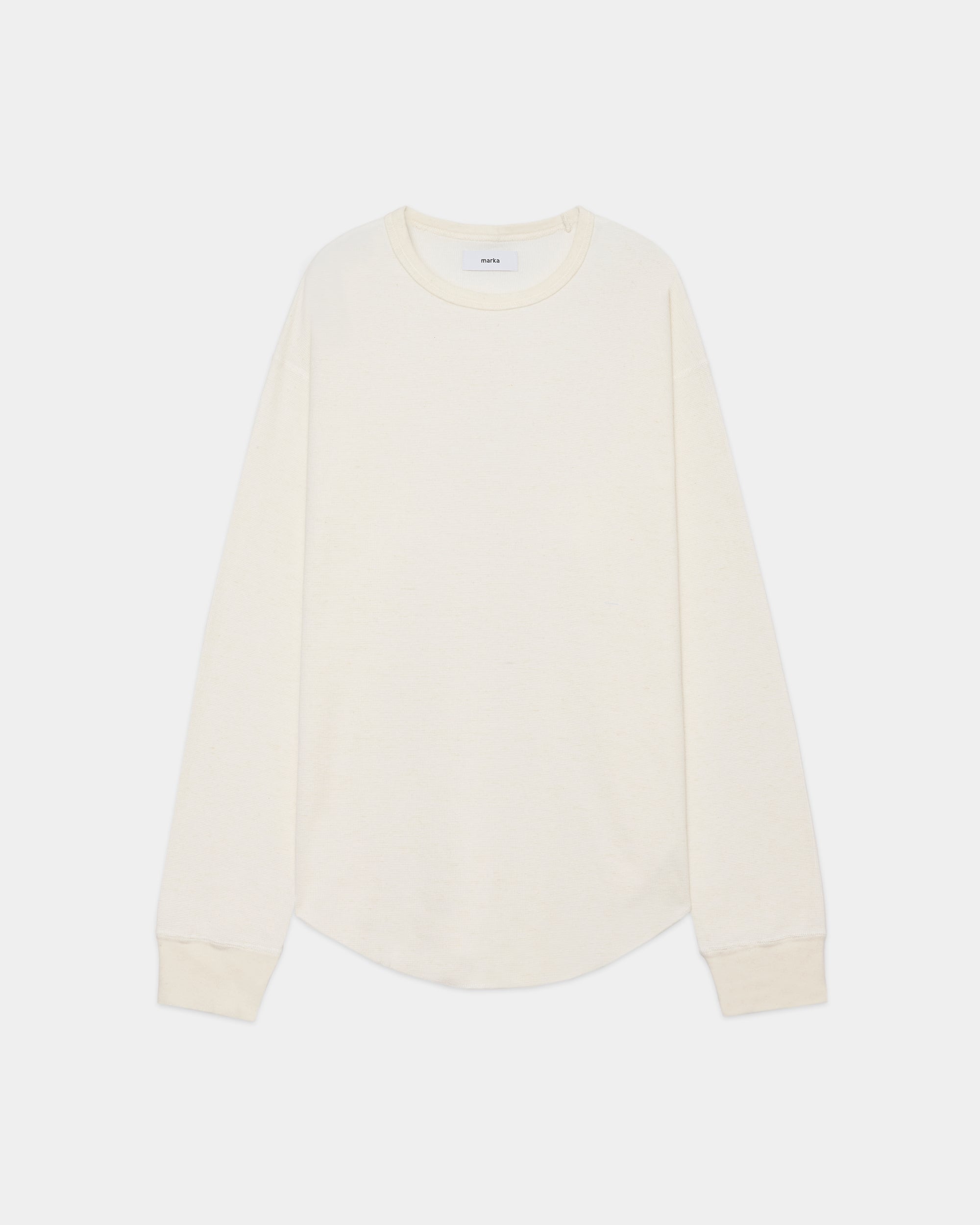 オーガニックコットンヘンプメッシュニット / クルーネックL/S Tee, White