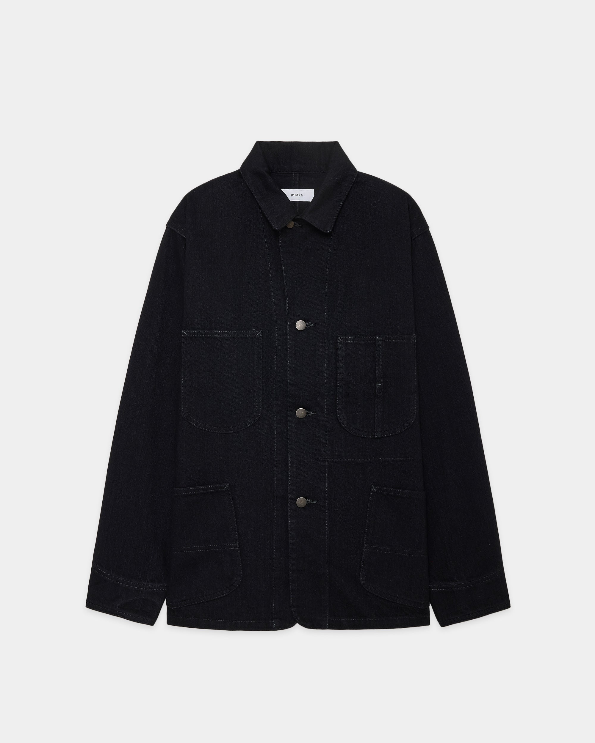 【PARKING別注】 オーガニックコットン 13.5oz セルビッチデニム / カバーオールジャケット, Black