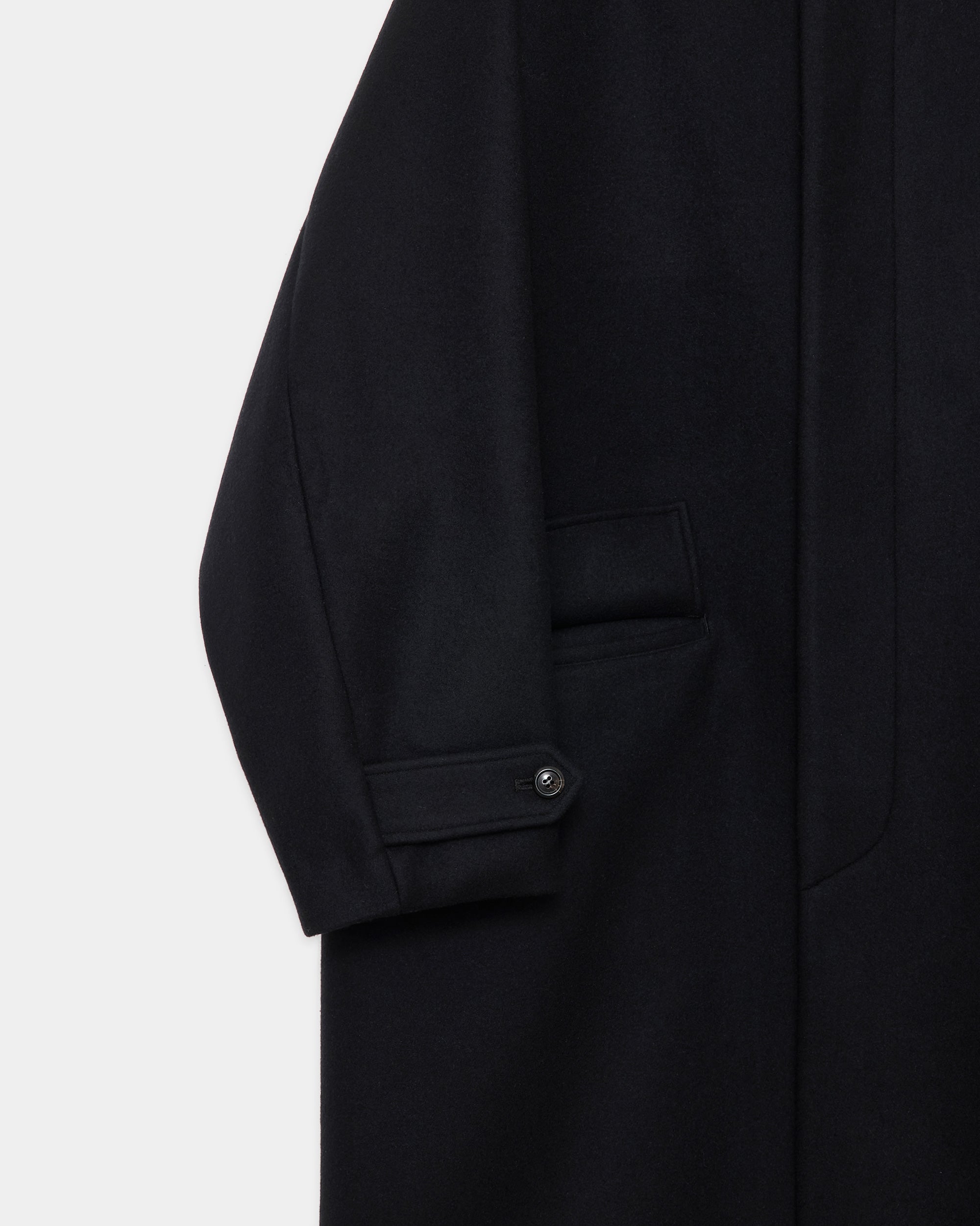 【ARKnets別注】 ウールシルクカシミヤライトビーバー / ラグランスリーブコート, Black