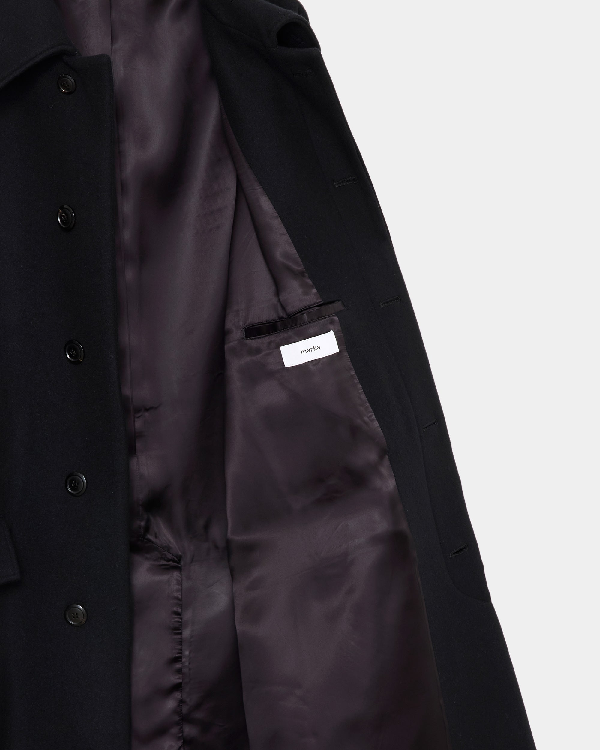 【ARKnets別注】 ウールシルクカシミヤライトビーバー / ラグランスリーブコート, Black