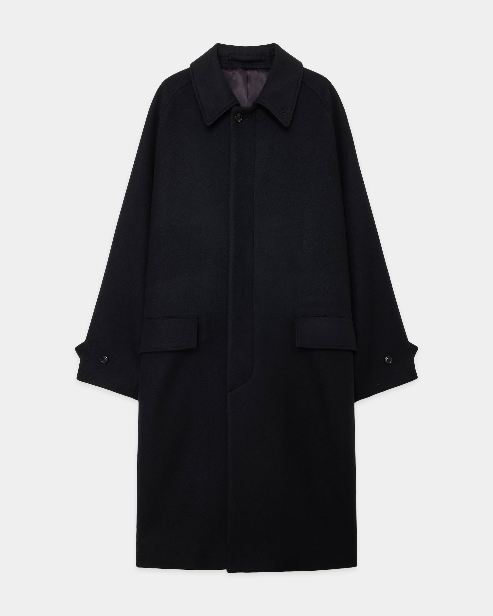 【ARKnets別注】 ウールシルクカシミヤライトビーバー / ラグランスリーブコート, Black