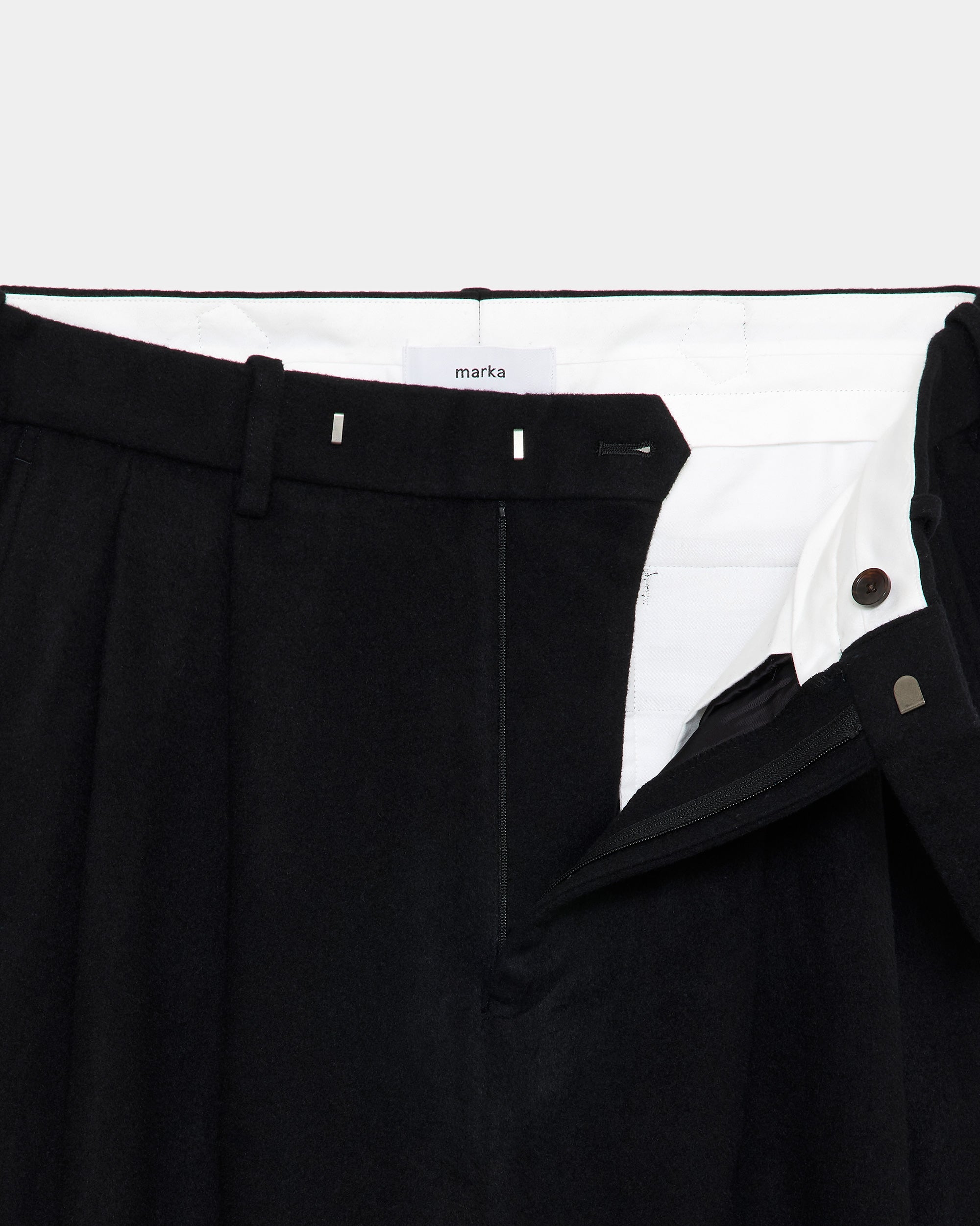 【ARKnets別注】 ウールシルクカシミヤライトビーバー / 2タックバギートラウザーズ, Black